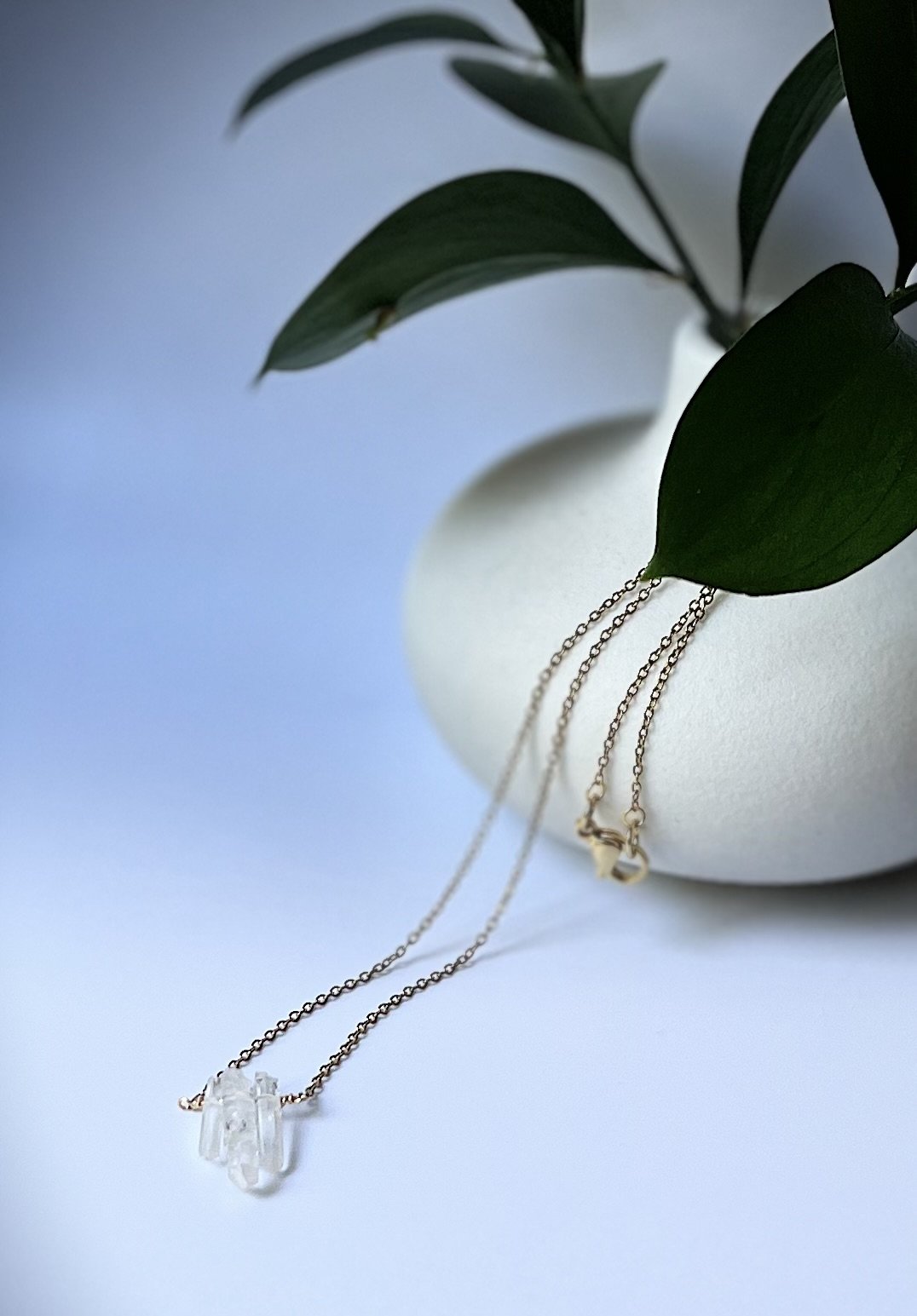 3 Points of Clarity Quartz Necklace