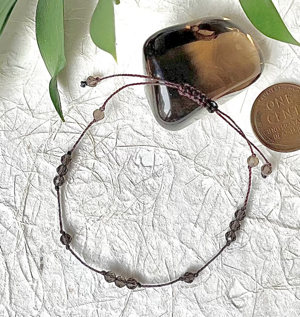 Smoky Quartz Dainty Adjustable Bracelet