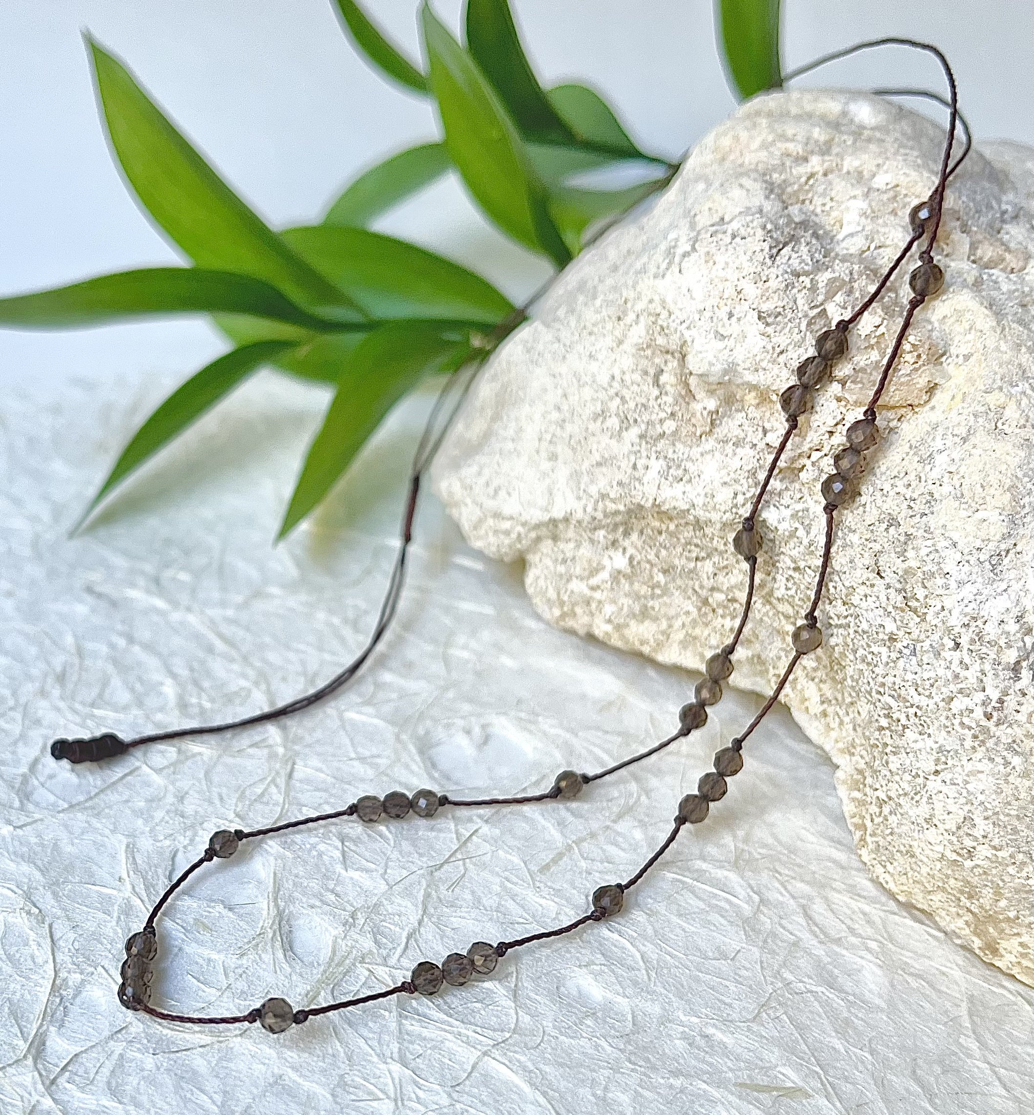 Smoky Quartz Dainty Adjustable Necklace