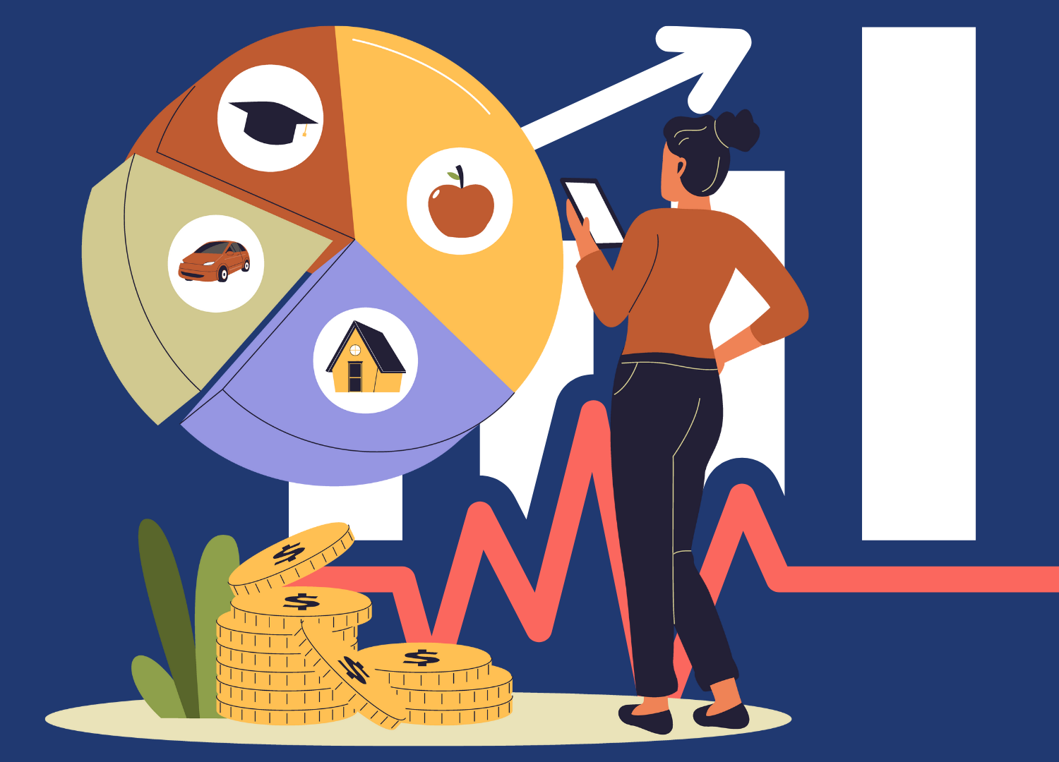 A woman analyzing Consumer demand/spending trends