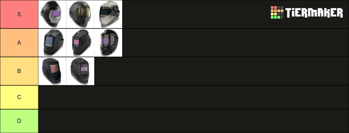 Official tier list for welding helmets, ranked by experienced aerospace welders and welding engineers, showcasing top-rated helmets for professional welding protection and performance.