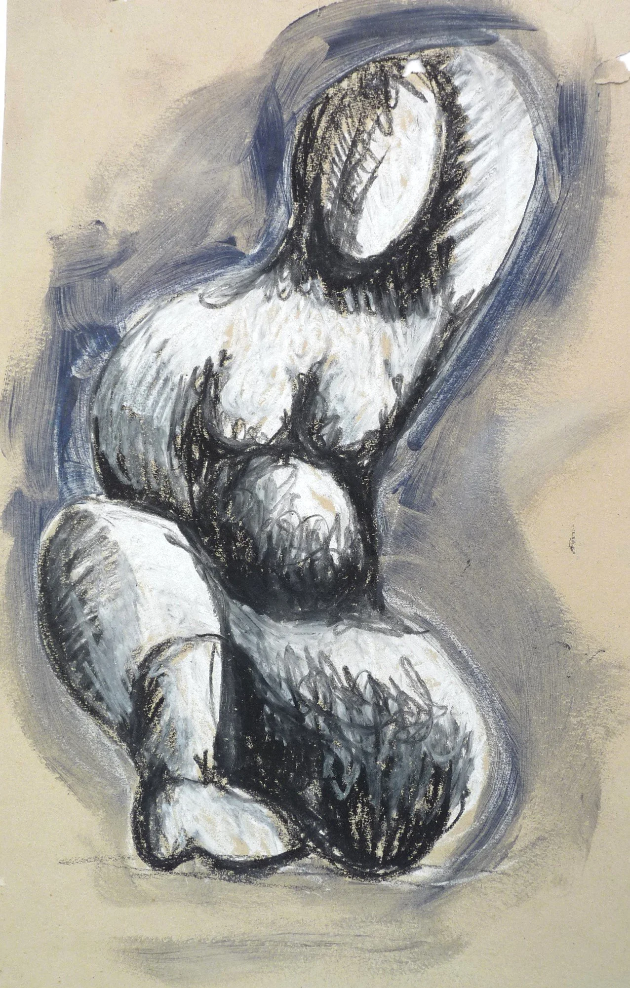 Black Crayon, Graphite, Chalk Pastel and Acrylic Paint drawing (290x410)