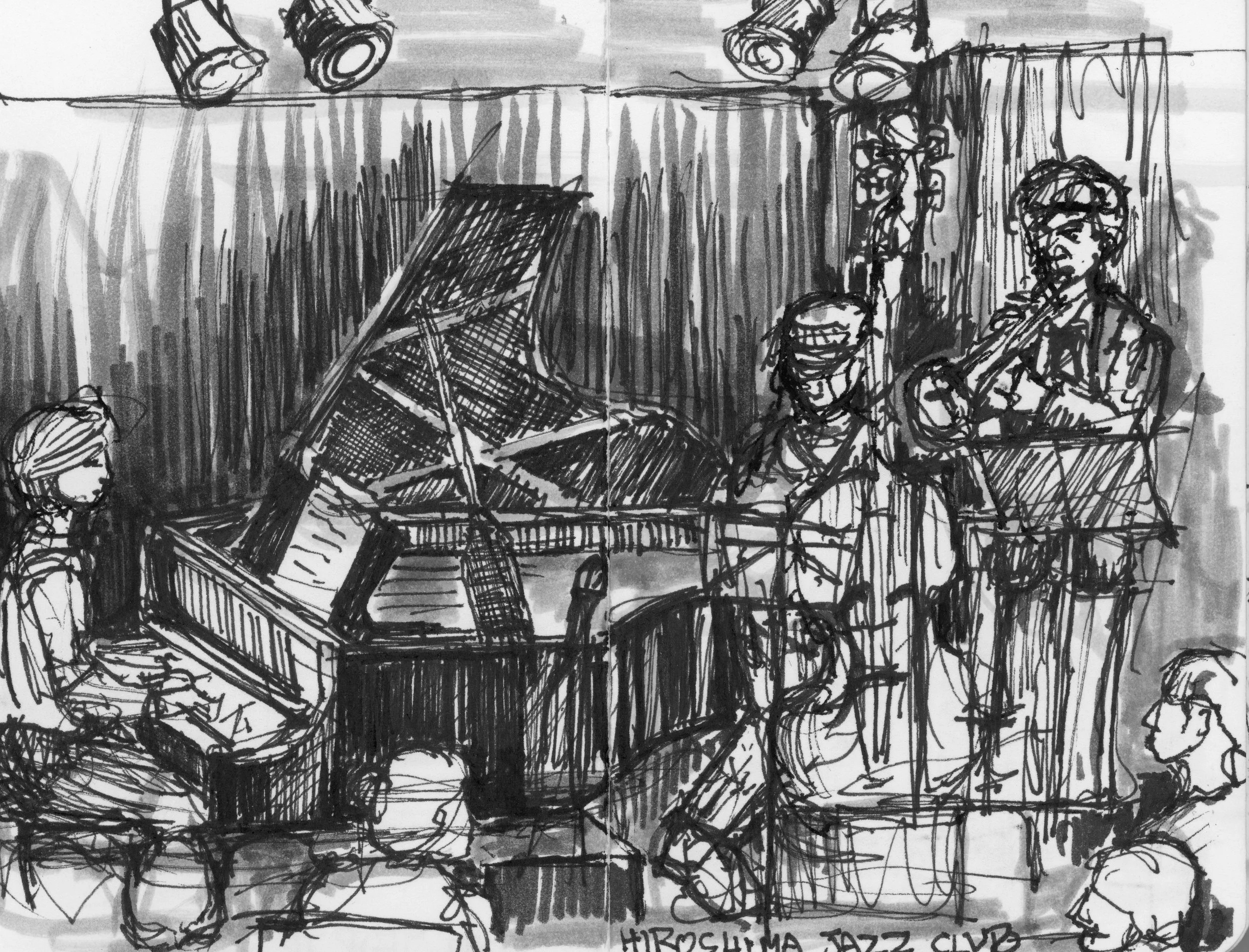 Jazz Club, Hiroshima. (135x175)
Brush Pen and Fibre tipped pen.