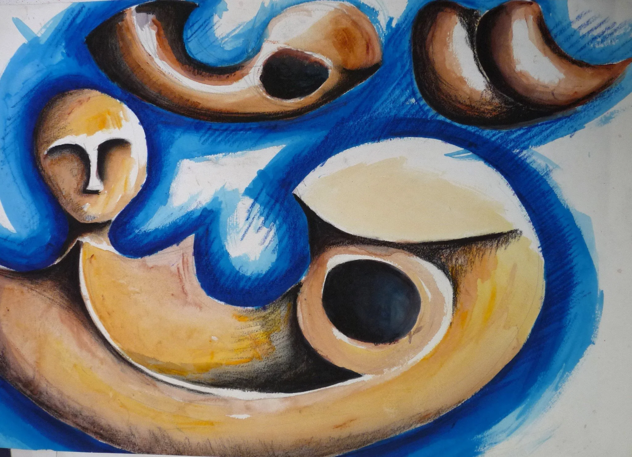 Black Crayon and Acrylic Paint drawing (297 x 410)