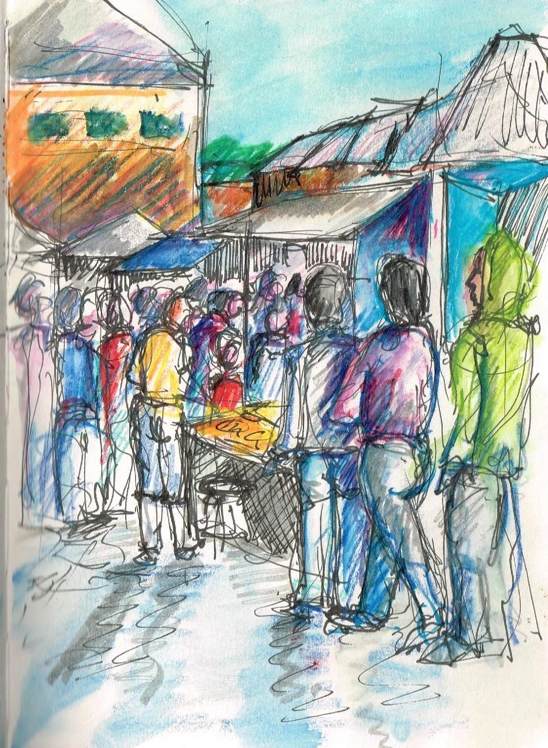 Nelson Market
 (90x140) 
Fibre Tipped Pen 