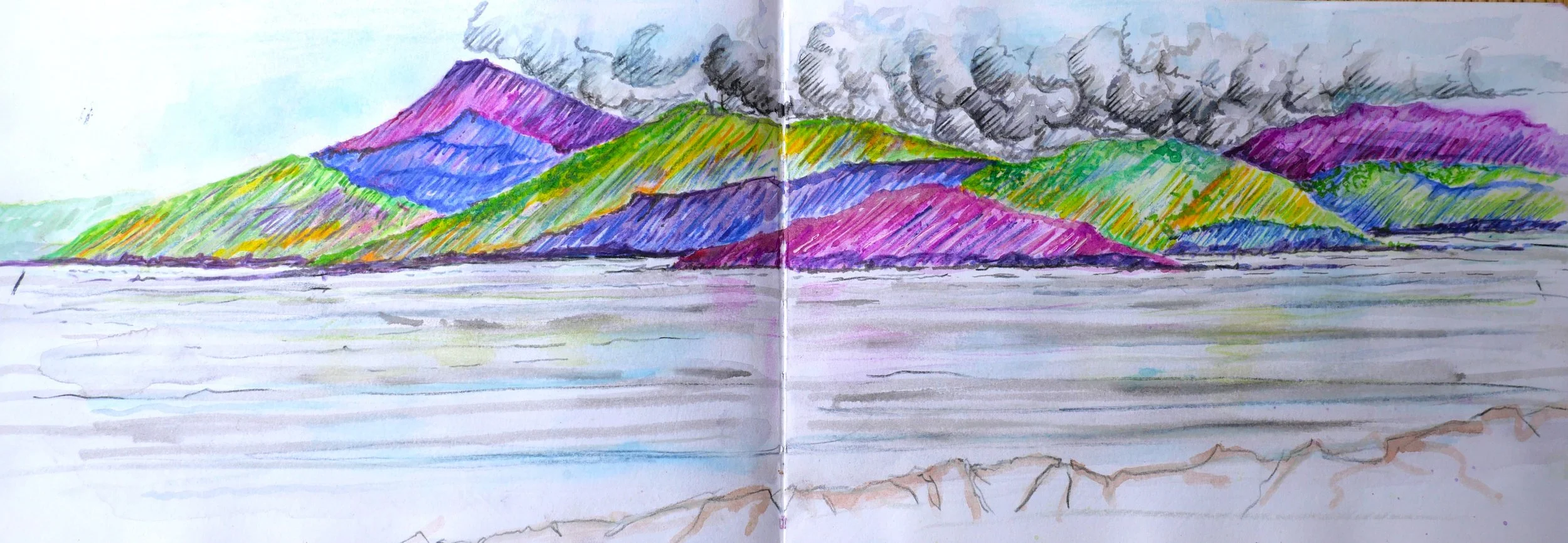 Study 3 (145x420)
Water Colour, Brush Pen, Crayon, Fibre Tipped Pen.