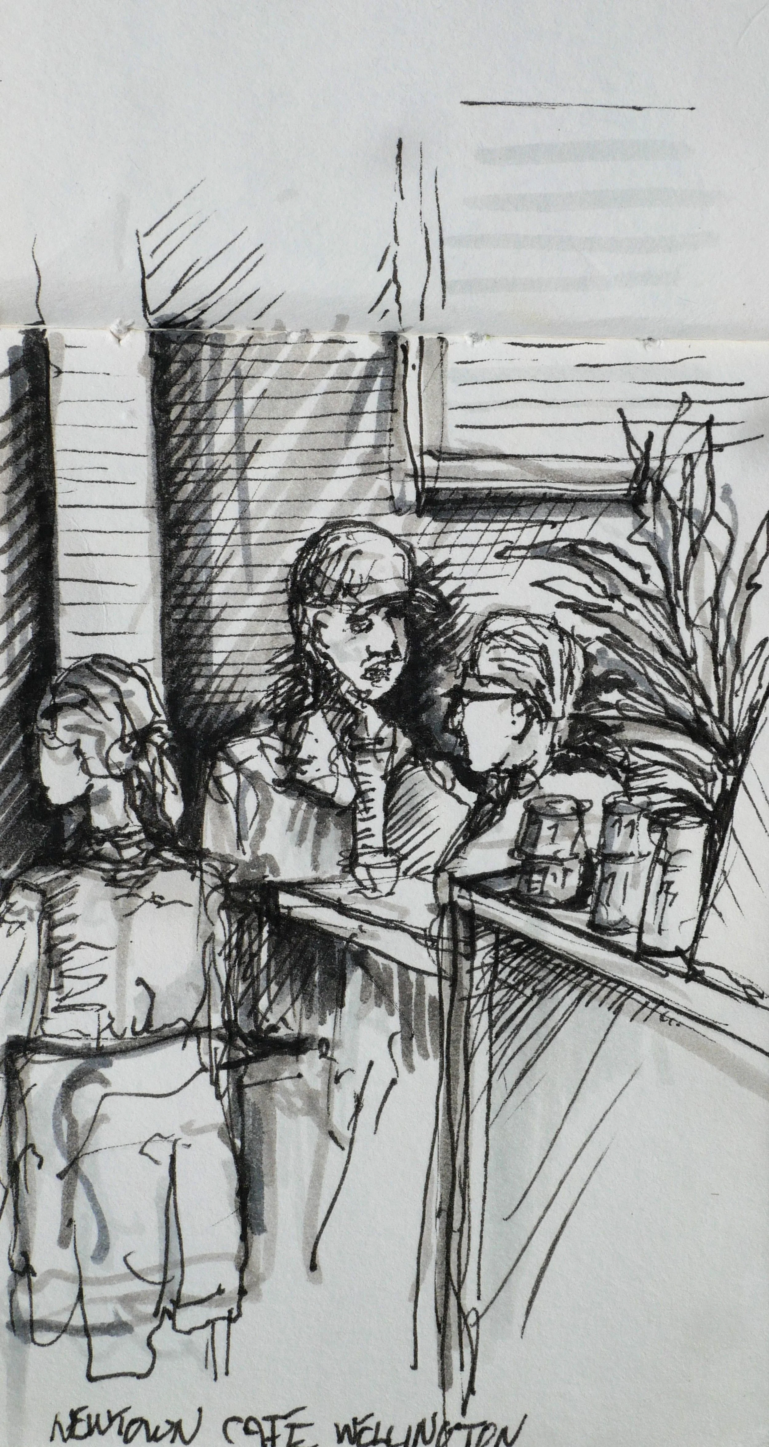 Café. Newtown, Wellington. (85x150)
Brush Pen and Fibre Tipped Pen.