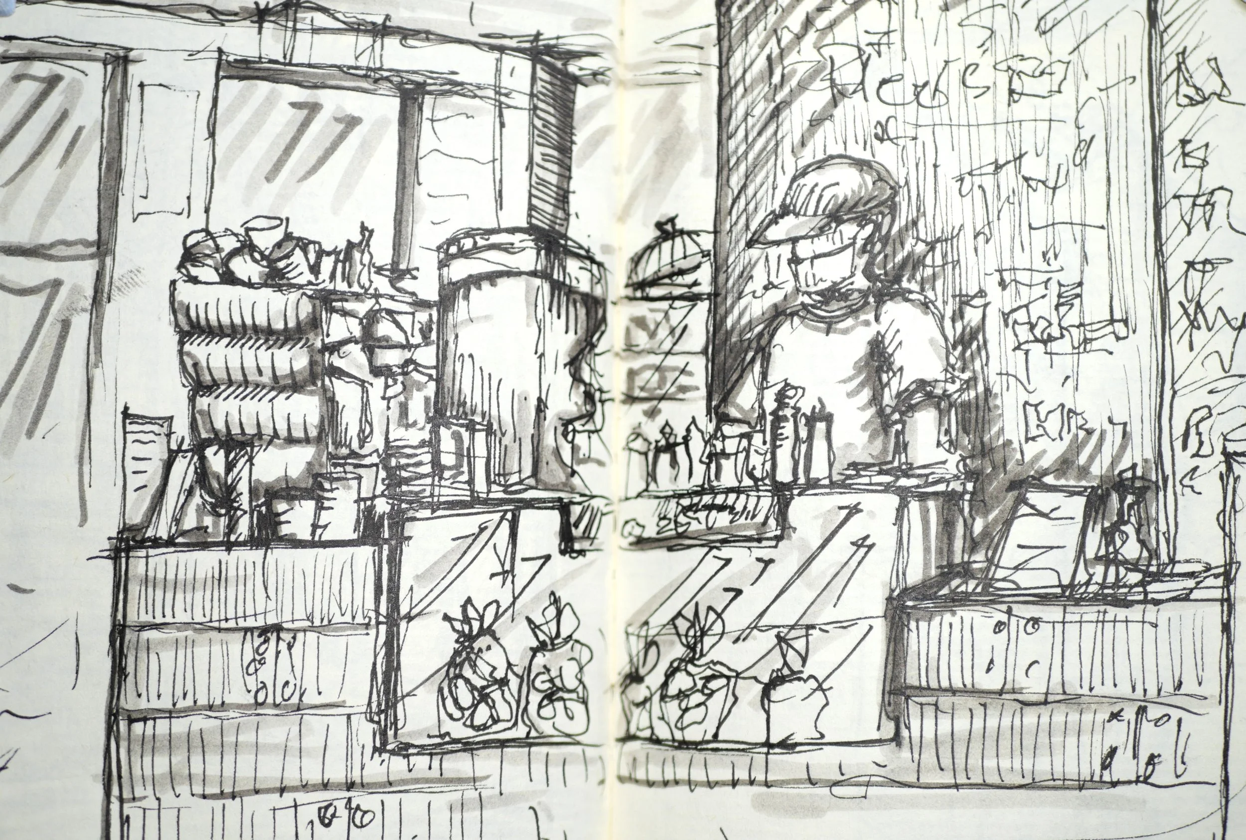 Tozzetti Café, Nelson
 (140x180) 
Fibre Tipped Pen and Brush Pen