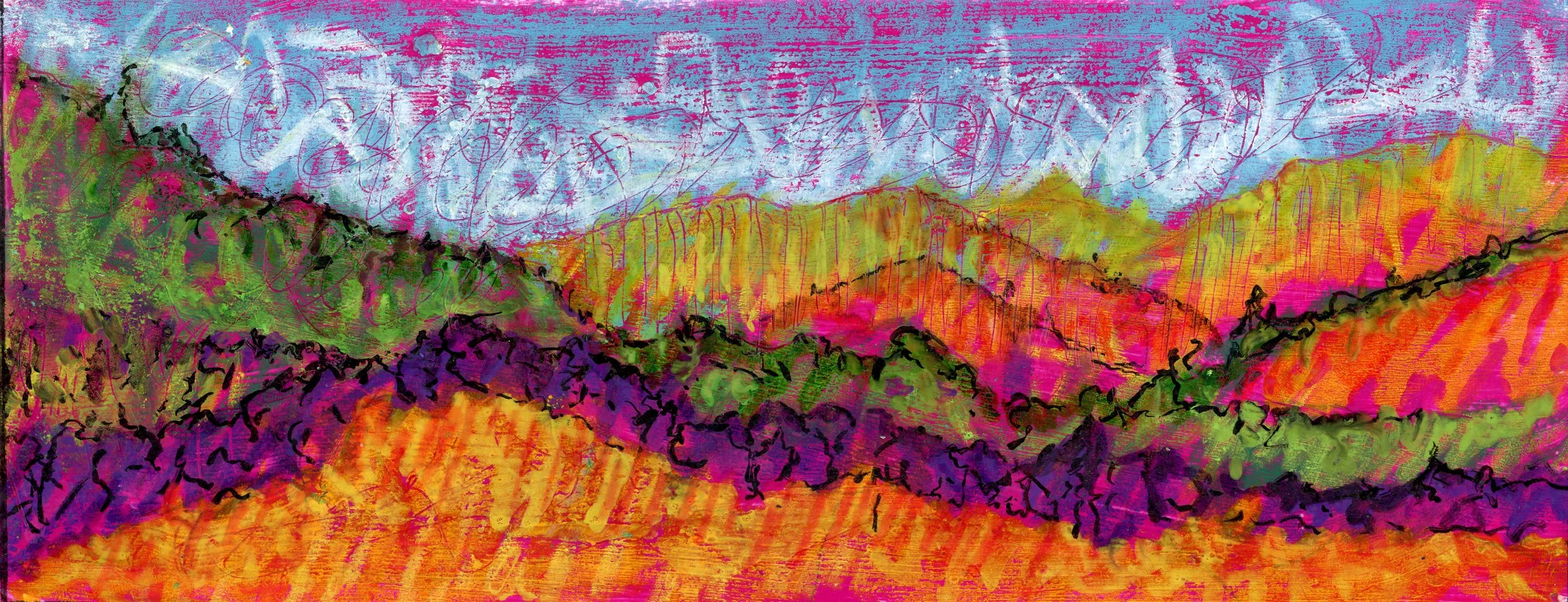 Study 30 (80x200) 
Water Colour, Brush Pens. Gouache and Oil Pastel.