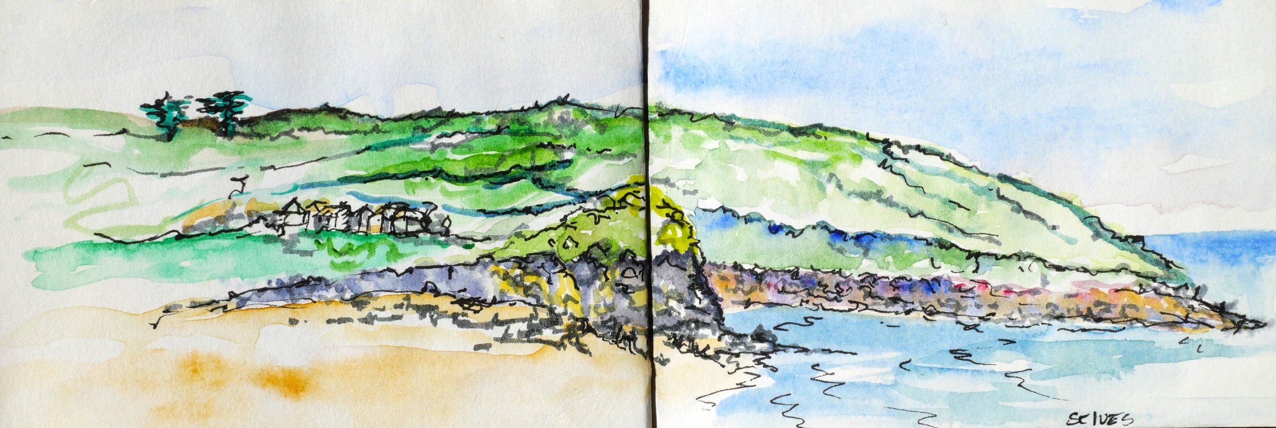 St Ives, Cornwall. (230x85)
Brush Pen, Fibre Tipped Pen and Water Colour.