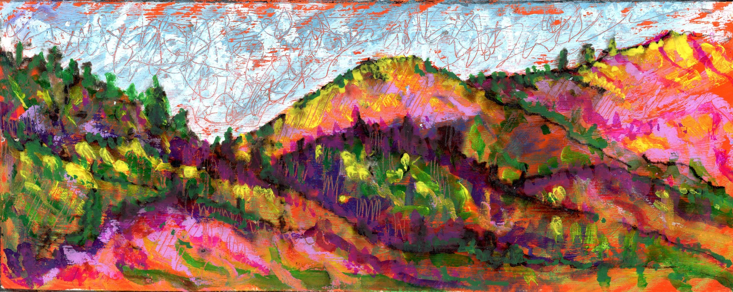 Study 32 (80x200) 
Water Colour, Brush Pens. Gouache and Oil Pastel.