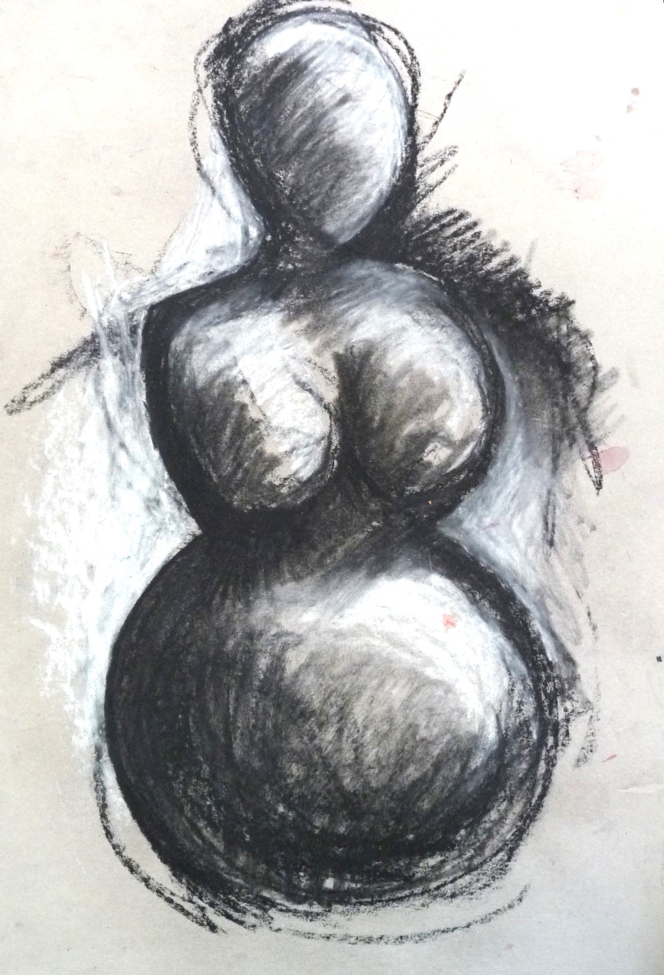 Black Crayon and Chalk Pastel drawing (210x297)
