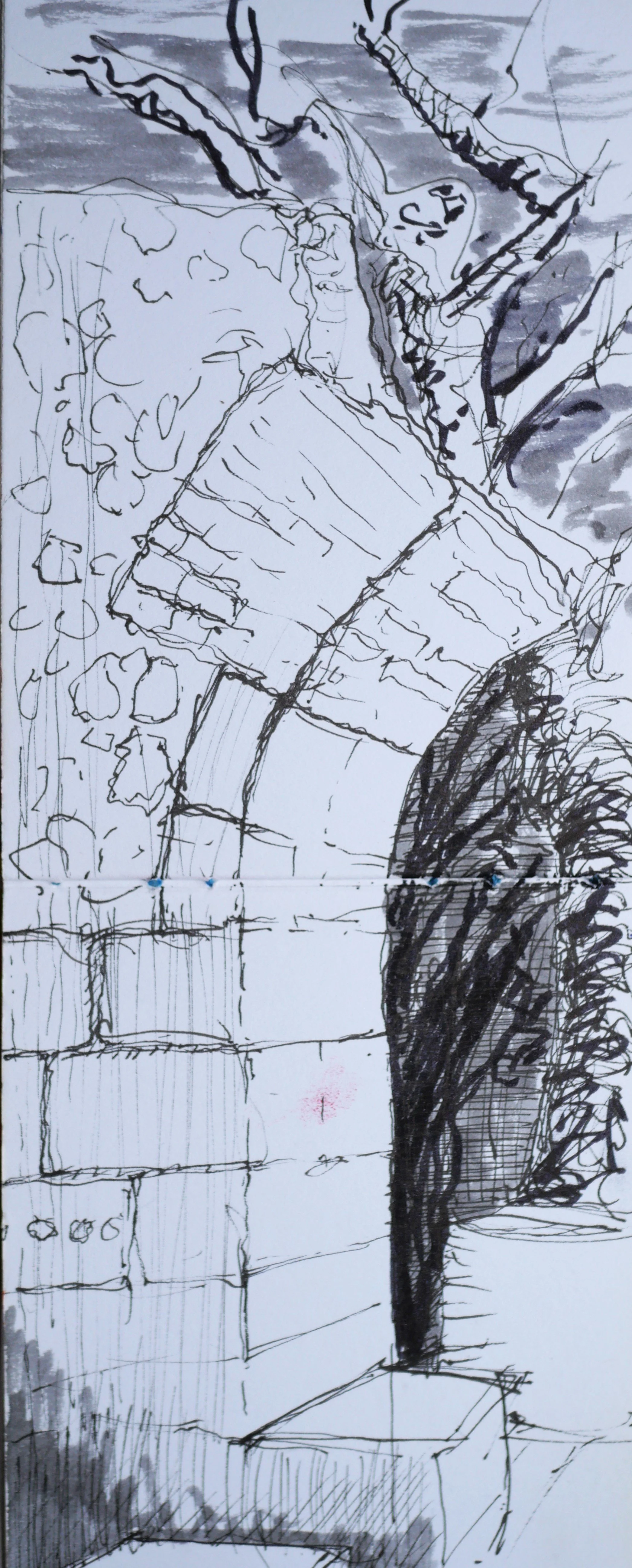 Castello Do Sao Jorge, Portugal
 (90x190) 
Fibre Tipped Pen, Brush Pen and Water Colour