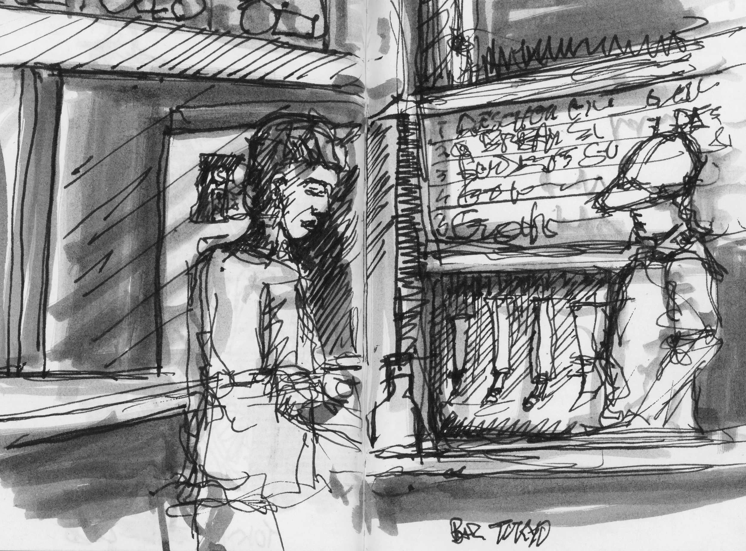 Bar, Tokyo. (135x175)
Brush Pen and Fibre tipped pen.