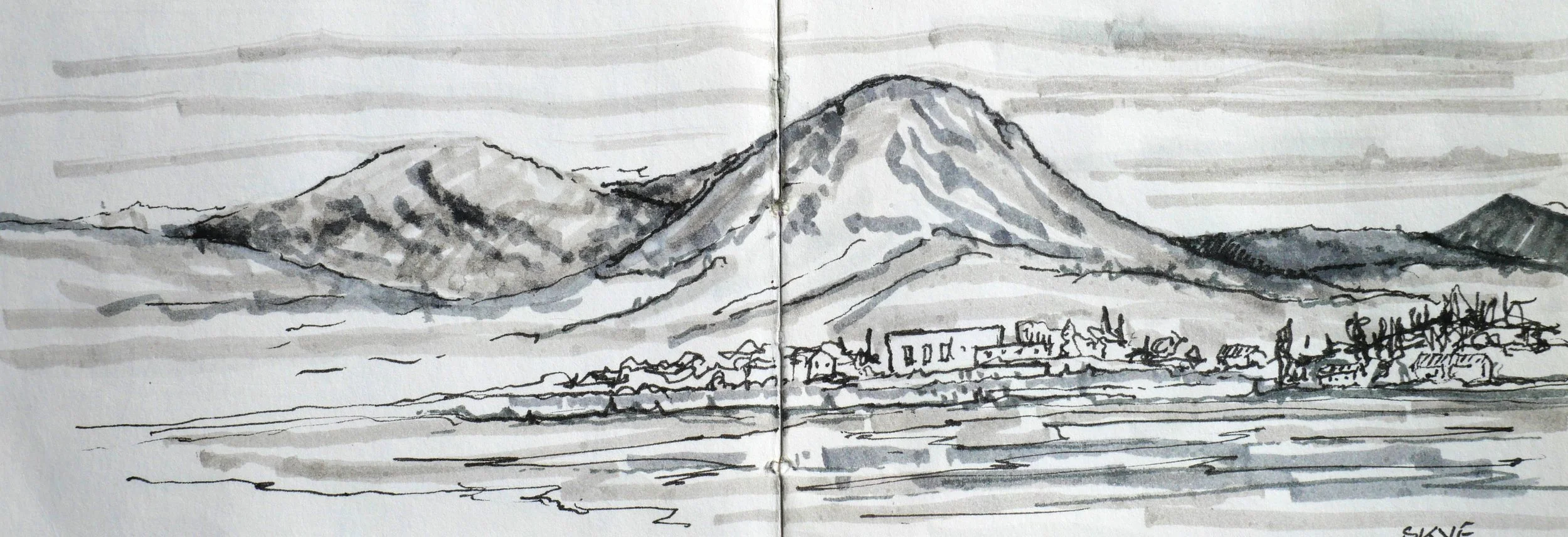 Isle of Skye, Scotland. (230x85)
Brush Pen and Fibre Tipped Pen.