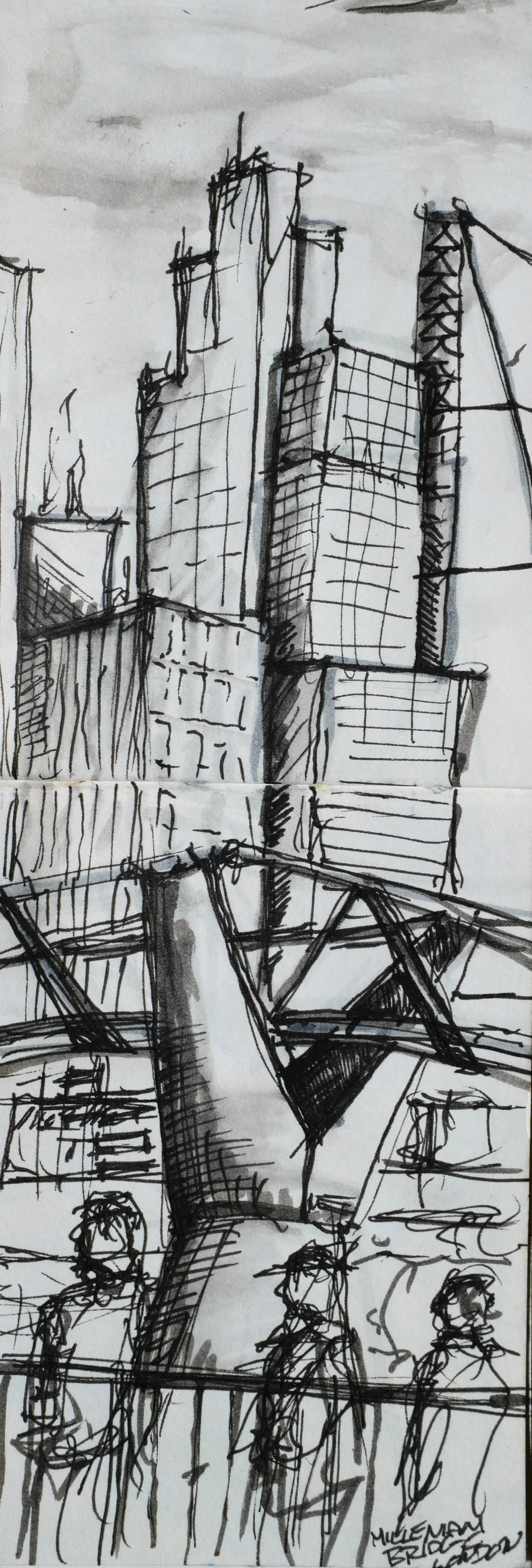 Millennium Bridge.  London (85x230)
Brush Pen and Fibre Tipped Pen.