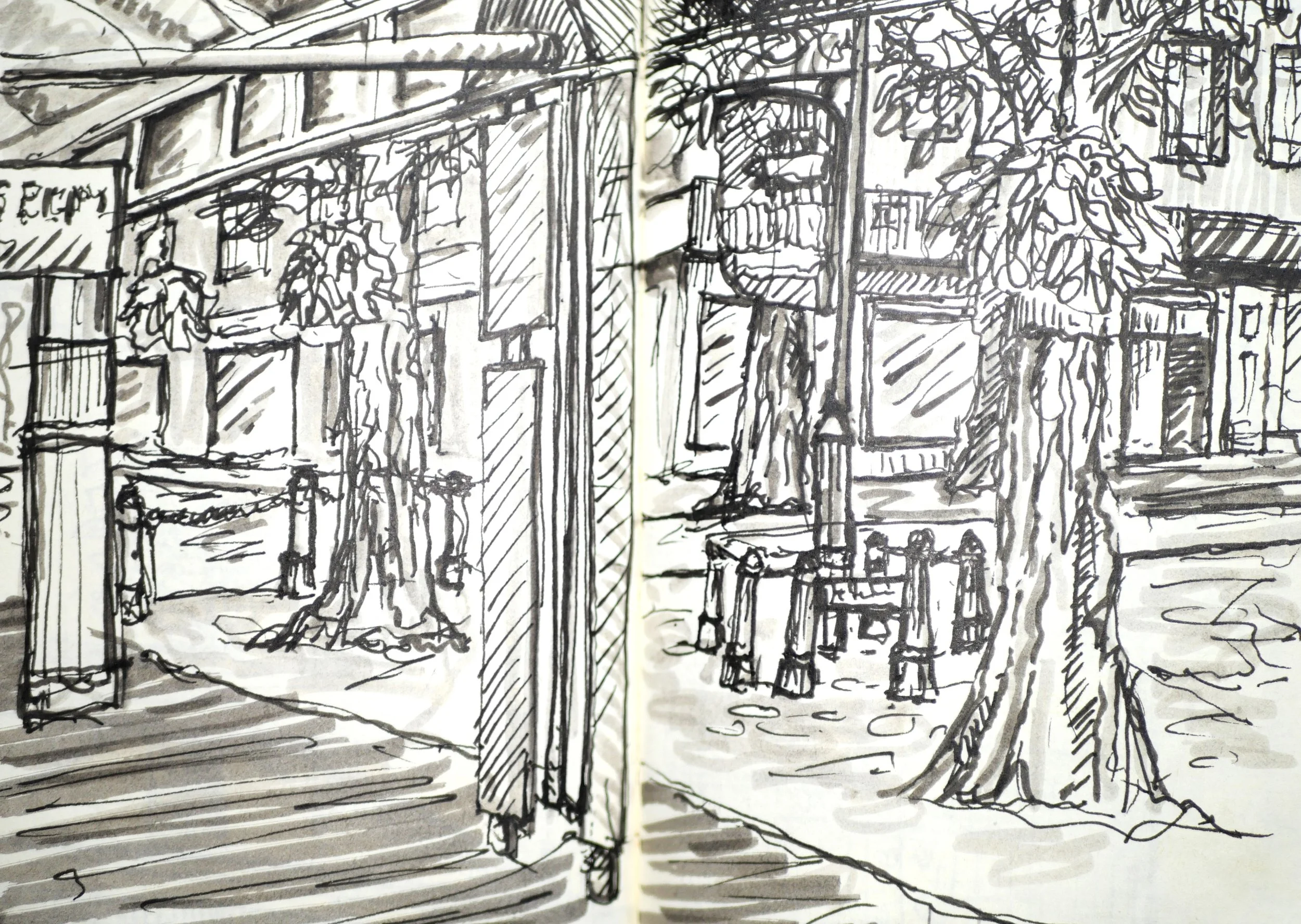 Corner of Hardy and Trafalgar Street, Nelson
 (140x180) 
Fibre Tipped Pen and Brush Pen