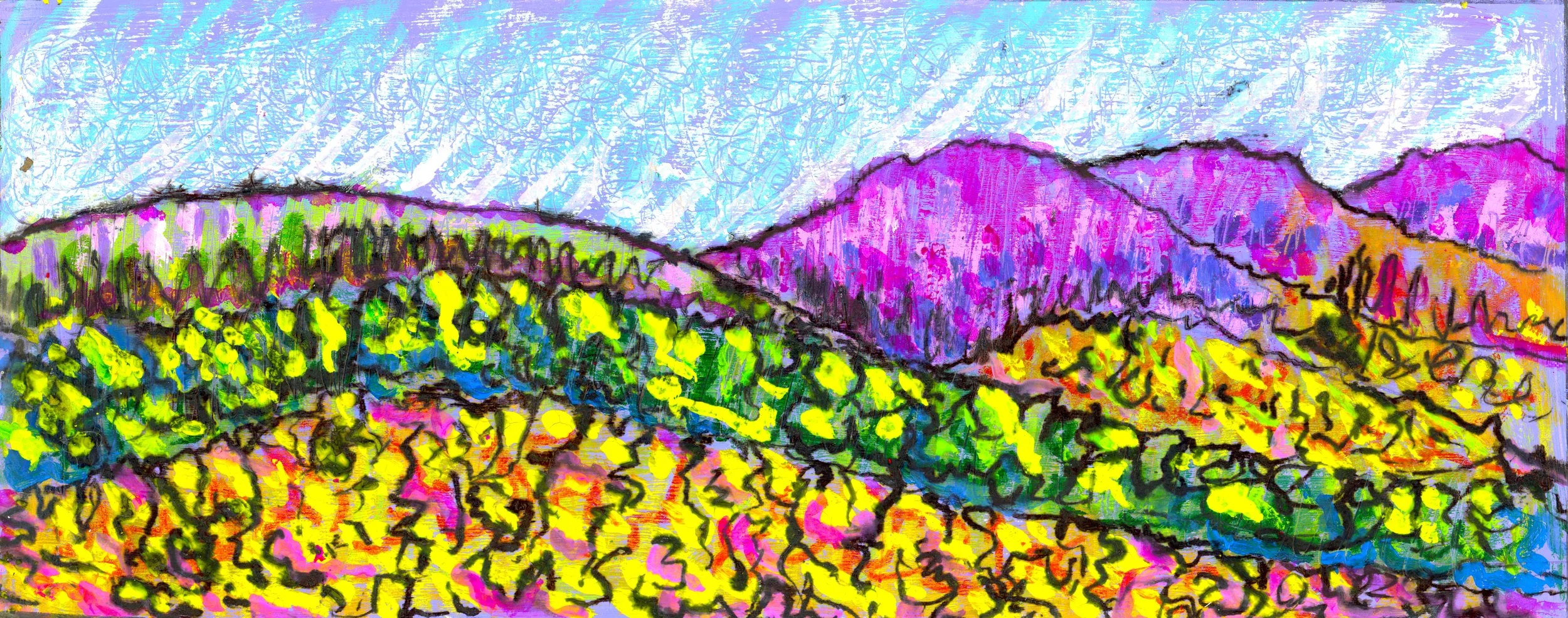 Study 37 (80x200) 
Water Colour, Brush Pens. Gouache and Oil Pastel.