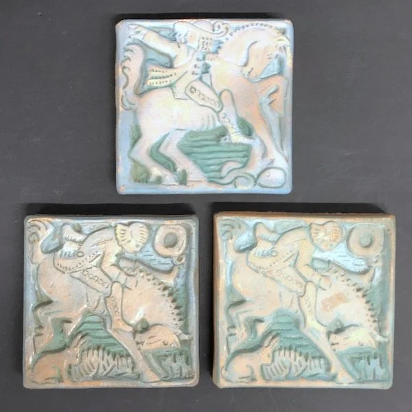 Vintage Horseman Tiles from Batchelder