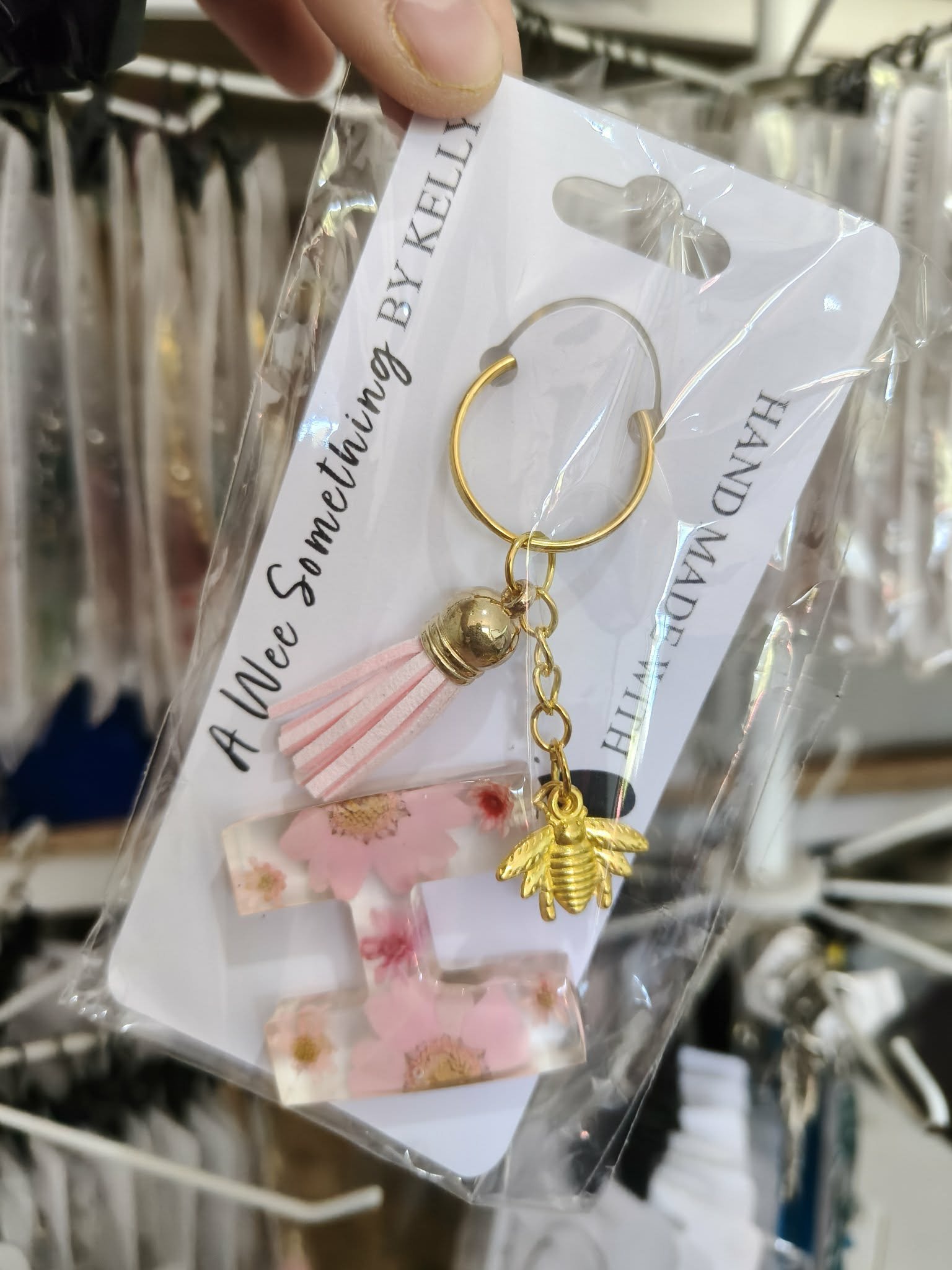 Resin Letter Flower Key Chain - Letter H