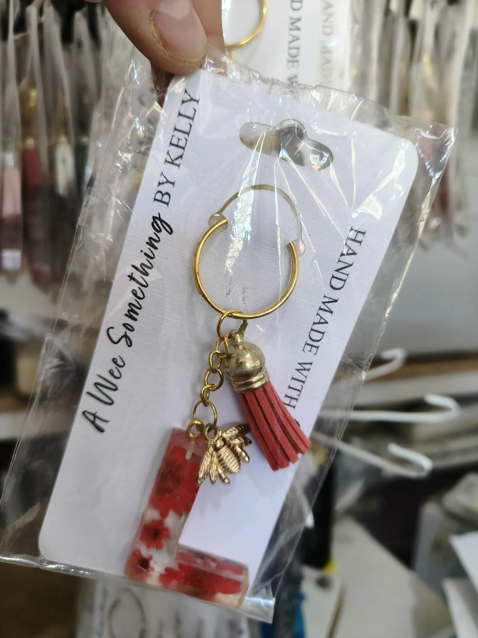 Resin Letter Flower Key Chain - Letter L