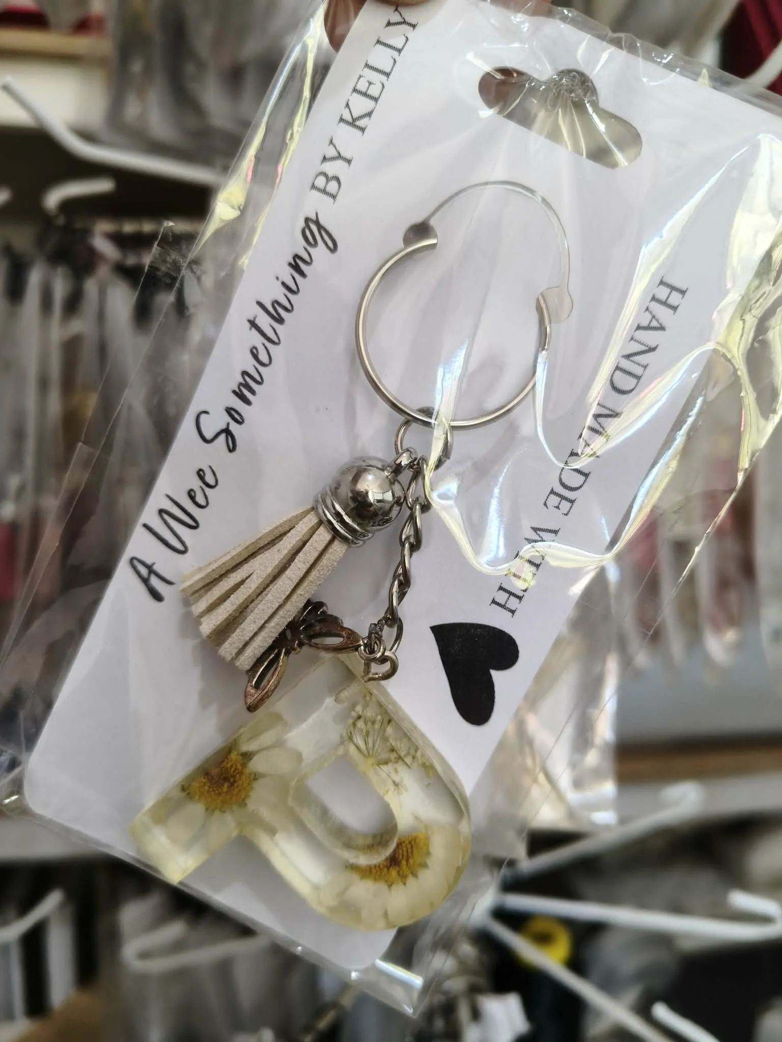 Resin Letter Flower Key Chain - Letter P