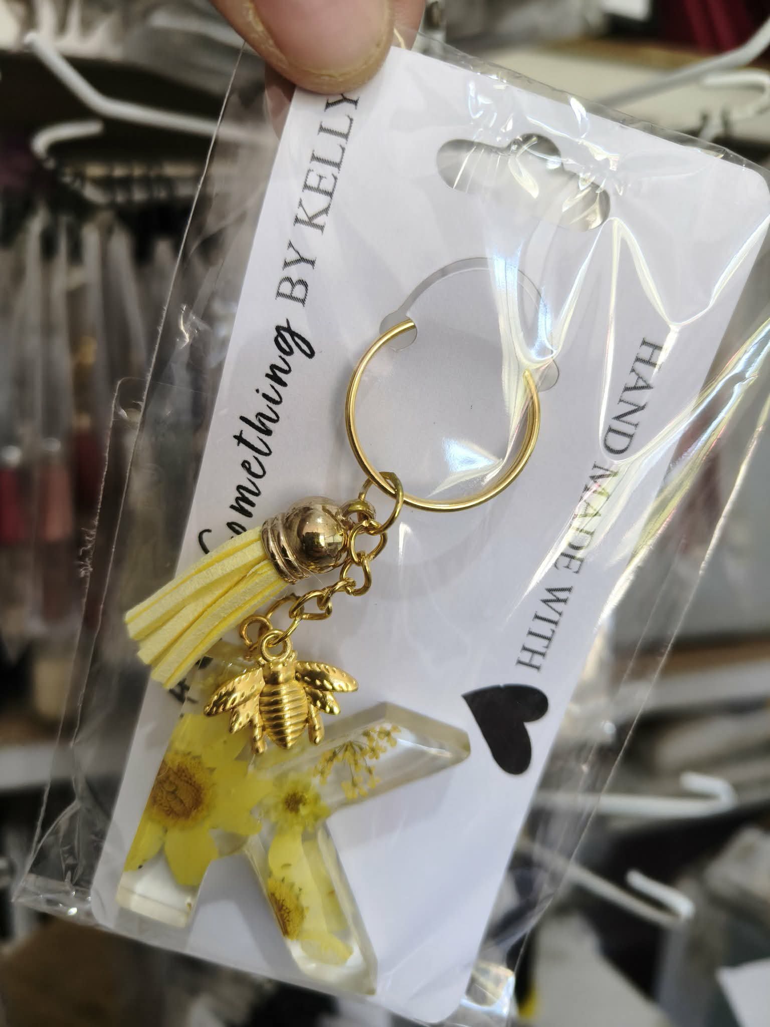 Resin Letter Flower Key Chain - Letter K