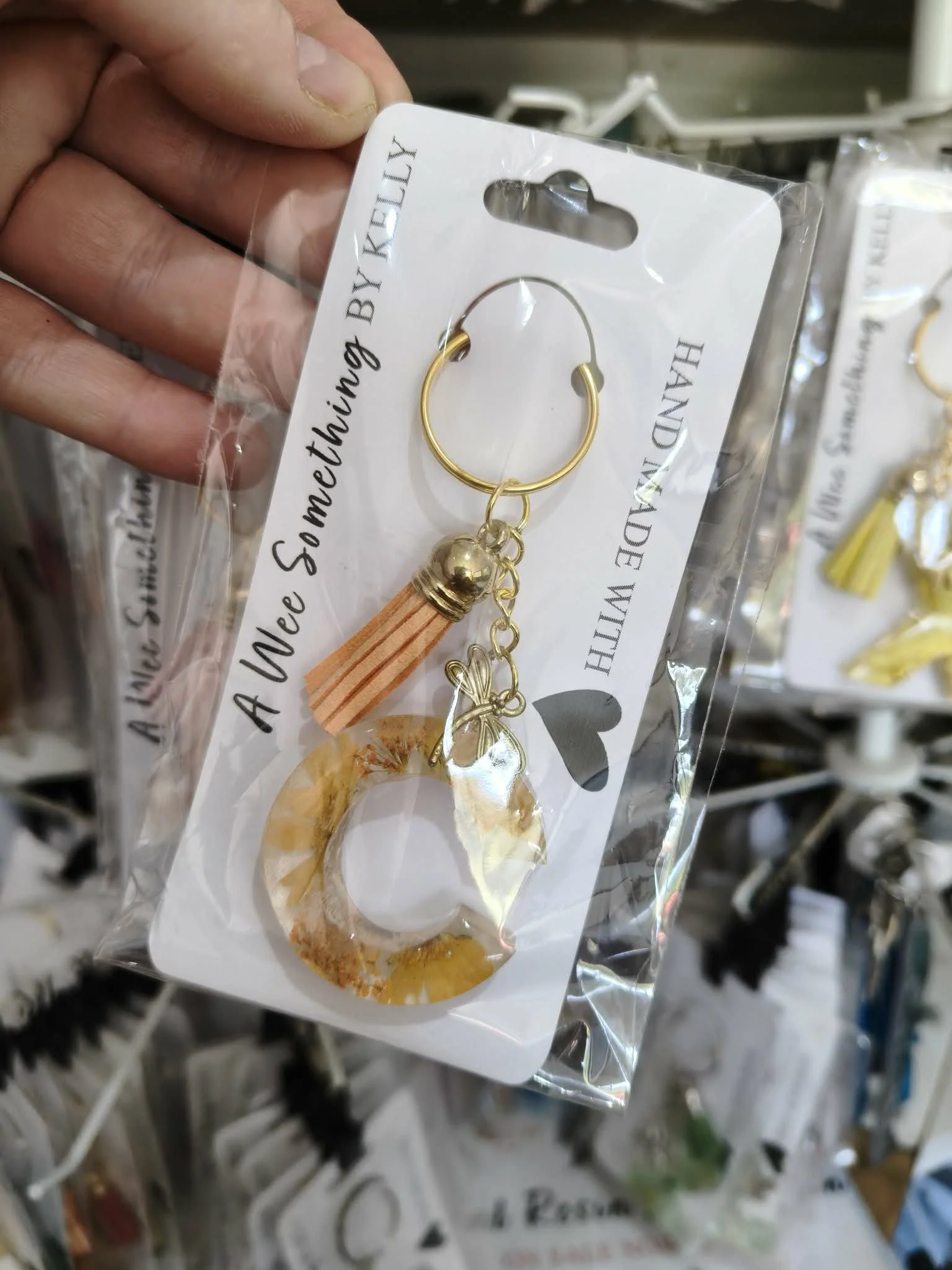 Resin Letter Flower Key Chain - Letter C