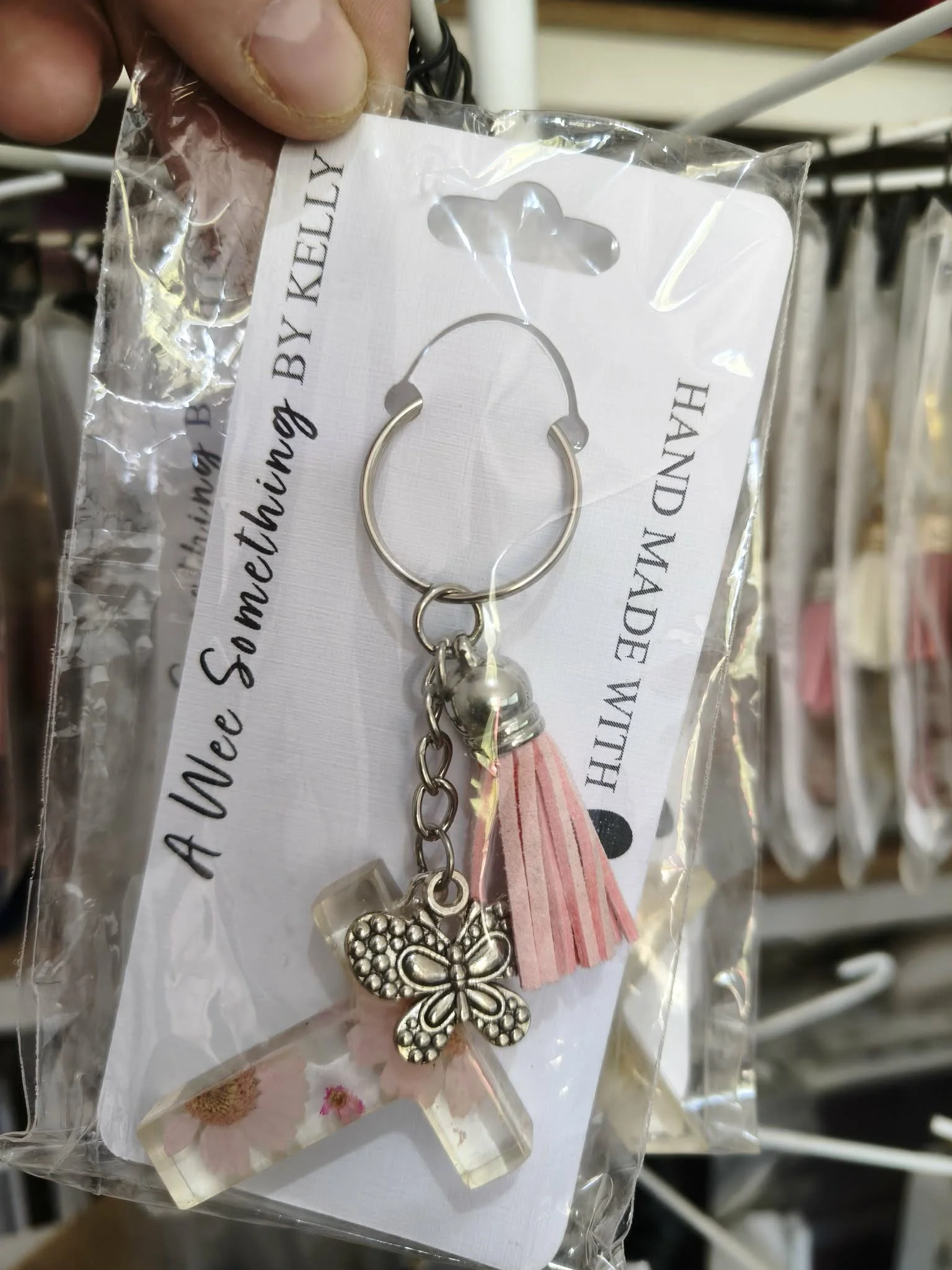 Resin Letter Flower Key Chain - Letter T