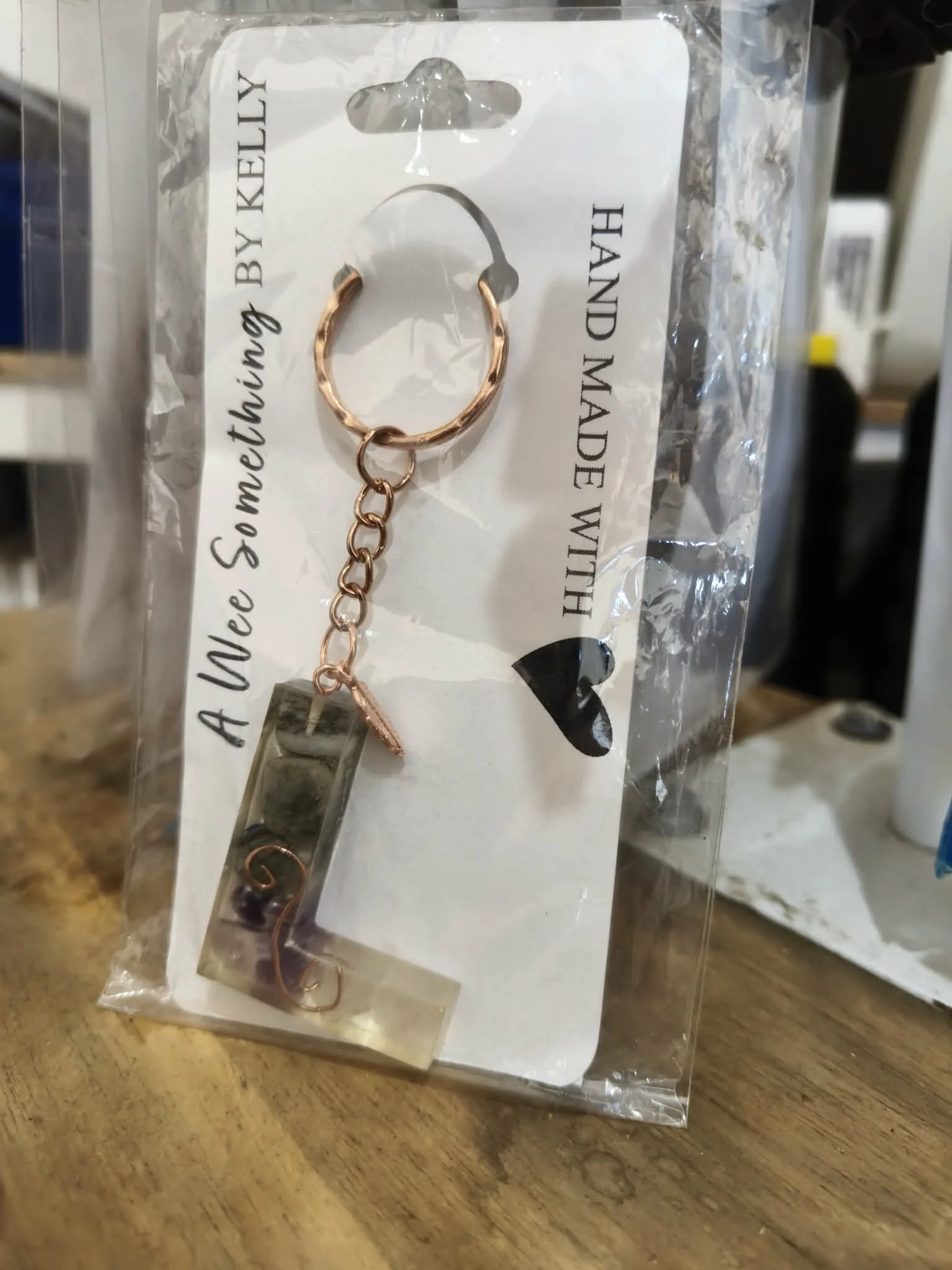 Orgonite Pyramid Wellbeing Key Chain - 3 Stone - Letter L