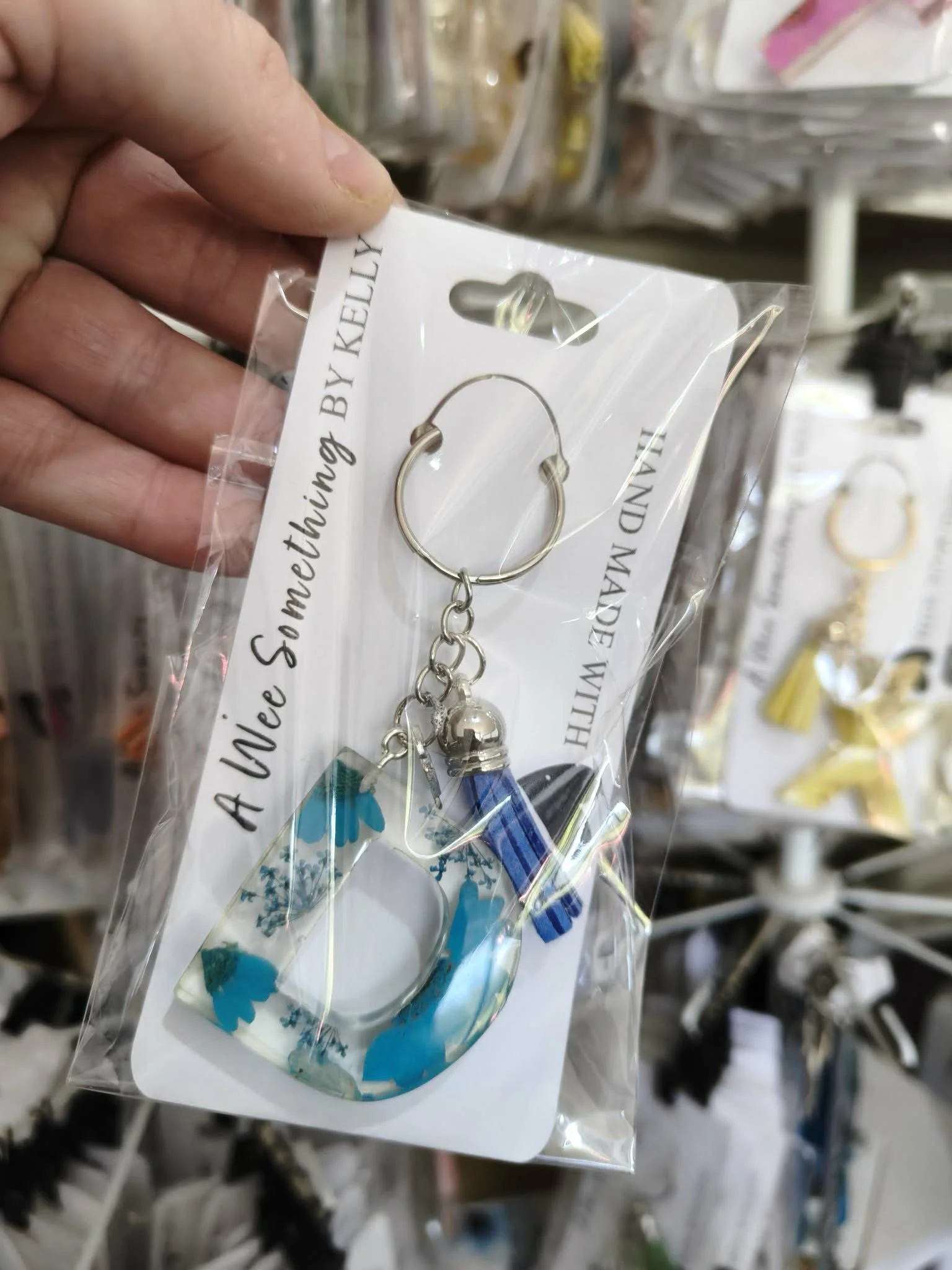 Resin Letter Flower Key Chain - Letter D