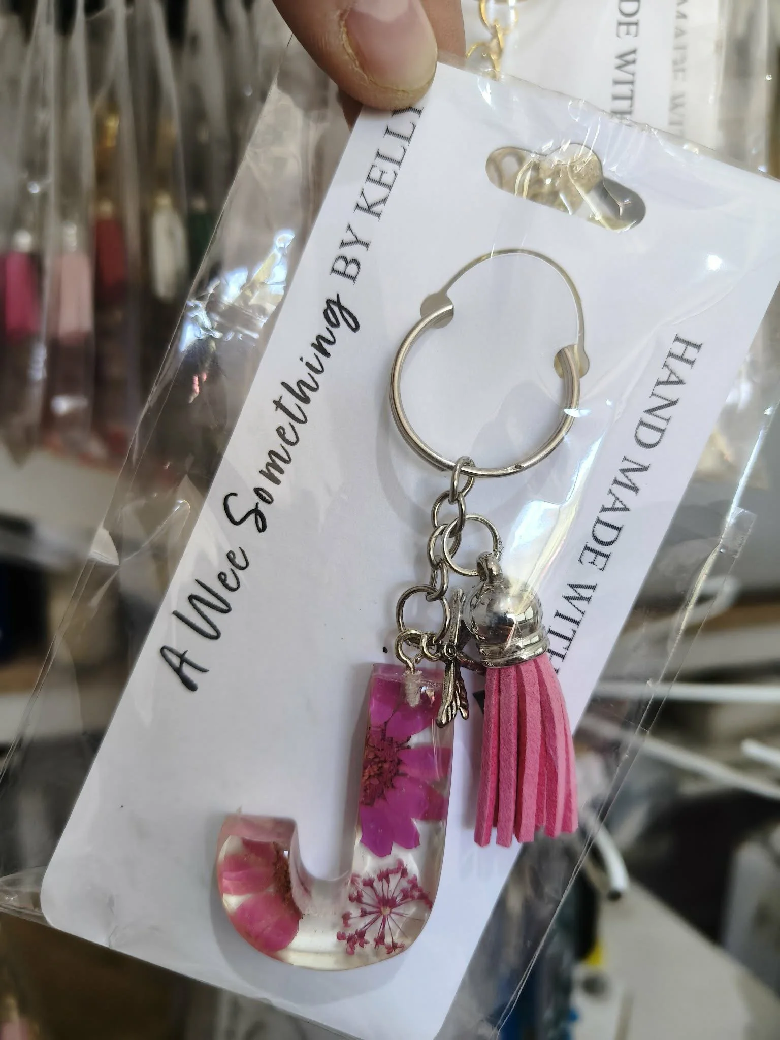 Resin Letter Flower Key Chain - Letter J