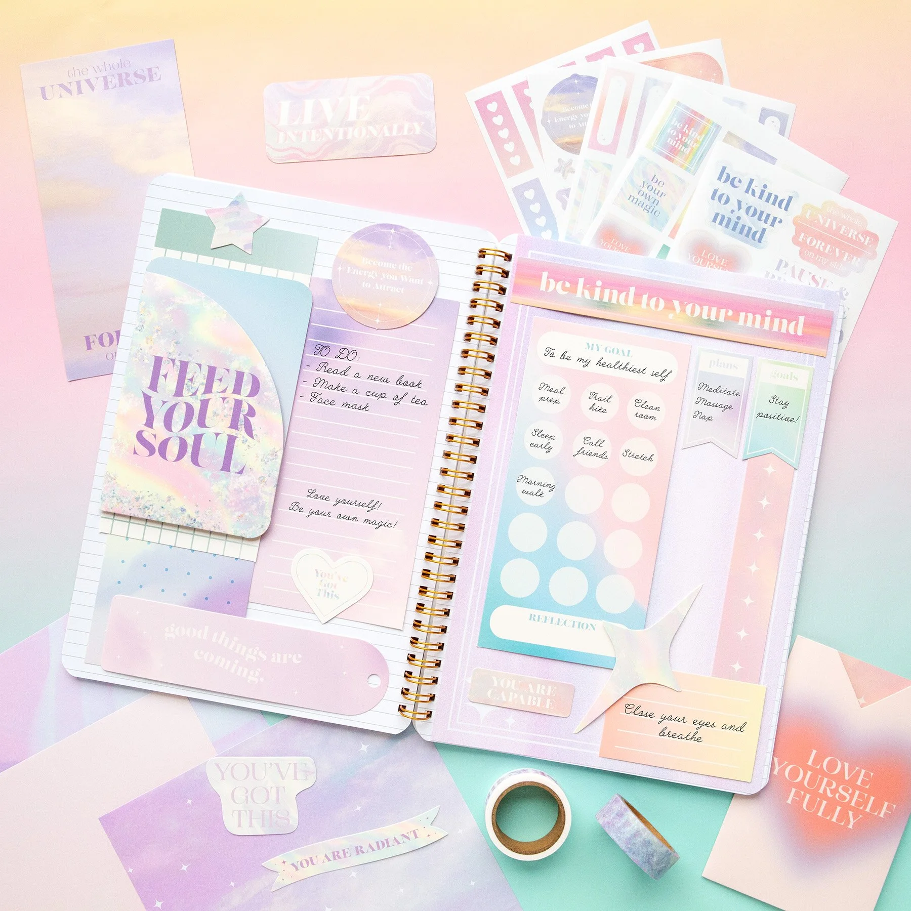 Dreamy and bright, I loved making this art and seeing it placed on this Junk Journal sold at Michaels!