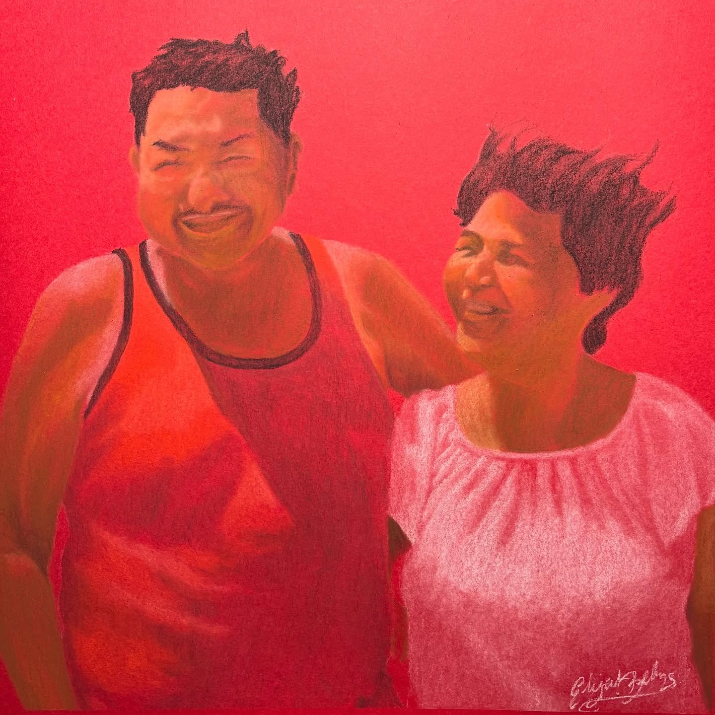 12&rdquo;x12&rdquo; Portrait on red Paper
Commission for Sylvia 😁

Loved the process of this piece. At first like i usually do was going to make it a one tone/colour portrait but as i kept looking at the reference it felt like it was urging me to do