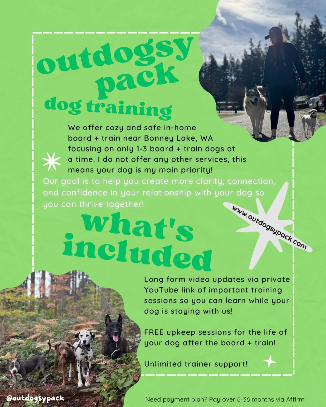 I have 1 spot available in January and now booking for February!!! ✨

Let&rsquo;s get your dog well-mannered before Spring 🌷

Ready to book a board + train???
Fill out a submission on our website under the &lsquo;Get in Touch&rsquo; tab 🙌🏼