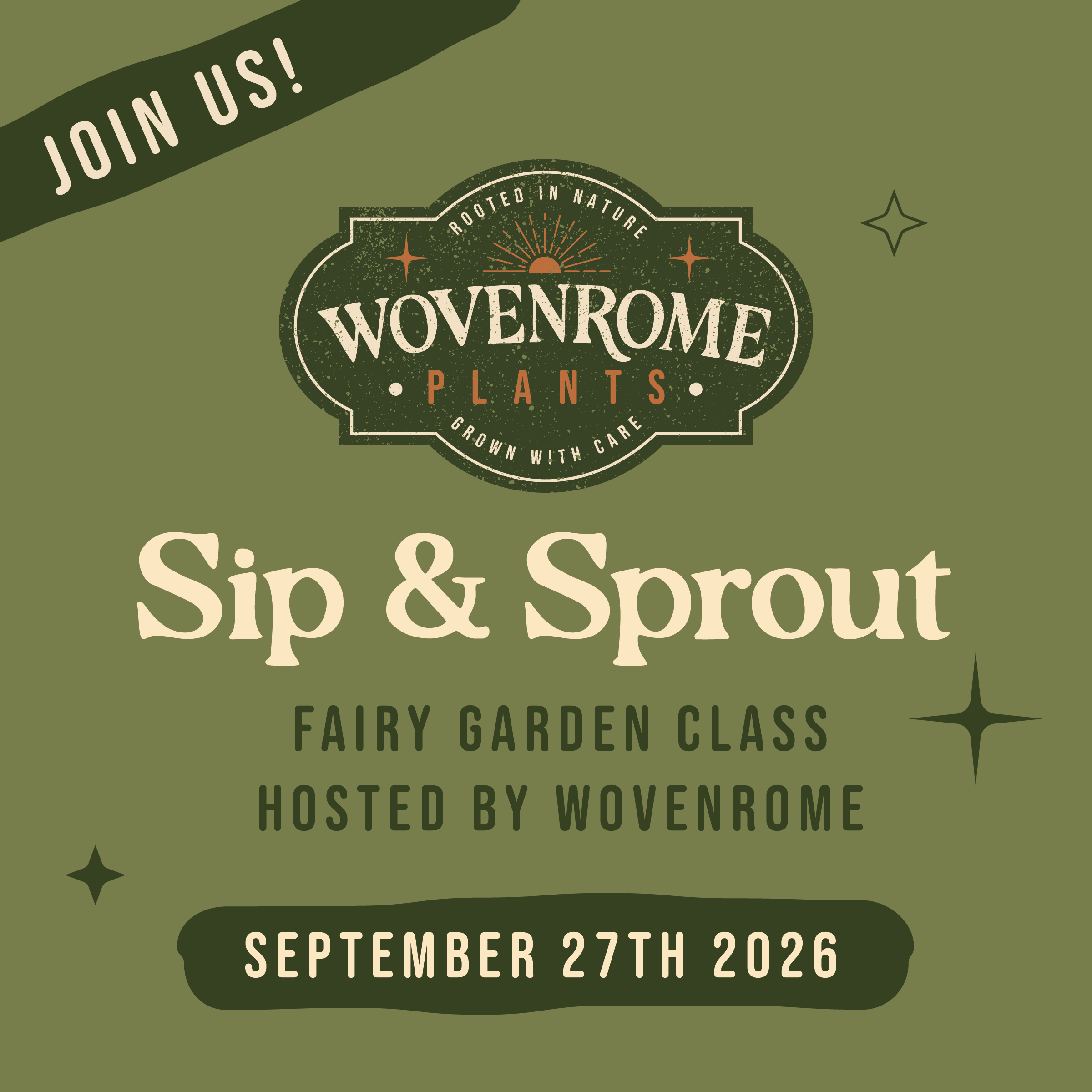 Sip & Sprout Fairy Garden Class Ticket with WovenRome Sep 27th