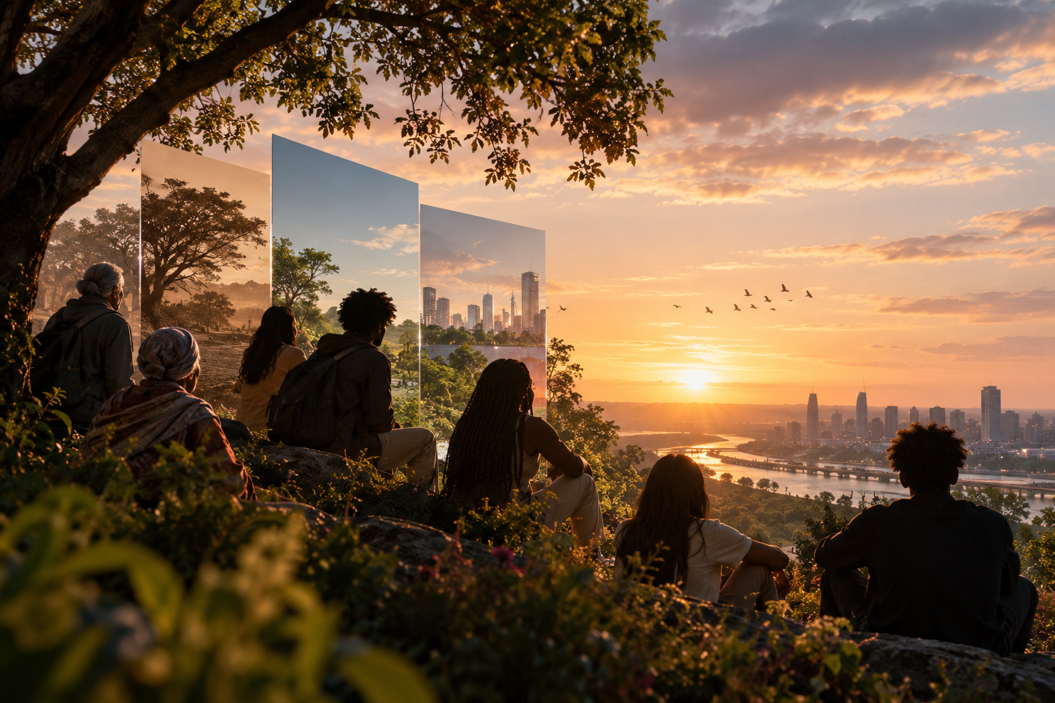 Generations Gazing Over a Future City.png