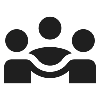 Silhouette of four people sitting at a table, possibly having a meeting or discussion