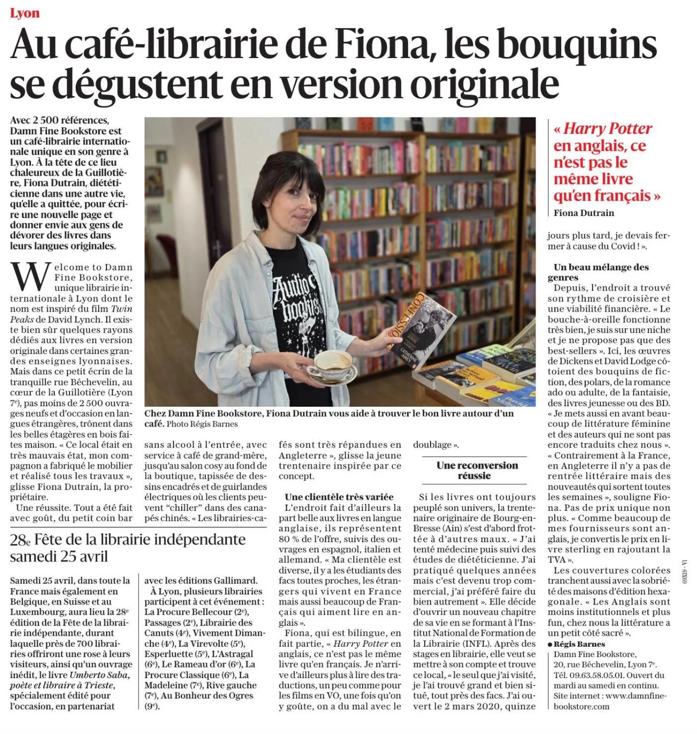 Un grand merci &agrave; @leprogres.lyon pour cette mise en avant de notre Journ&eacute;e de la librairie ind&eacute;pendante 2026 ! Lyonnaises, lyonnais, vos libraires vous attendent la porte ouverte 🌹