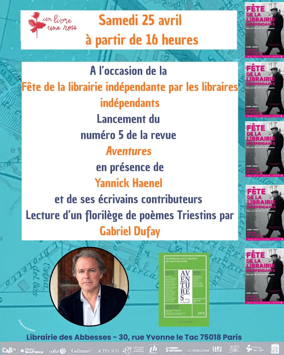 &Agrave; vos Agendas! Voici le programme du samedi 25 avril &agrave; @librairiedesabbesses pour f&ecirc;ter ensemble la #fetedelalibrairieindependante 2026 💕💕💕 @yannick_haenel @mathildegirardepisodes