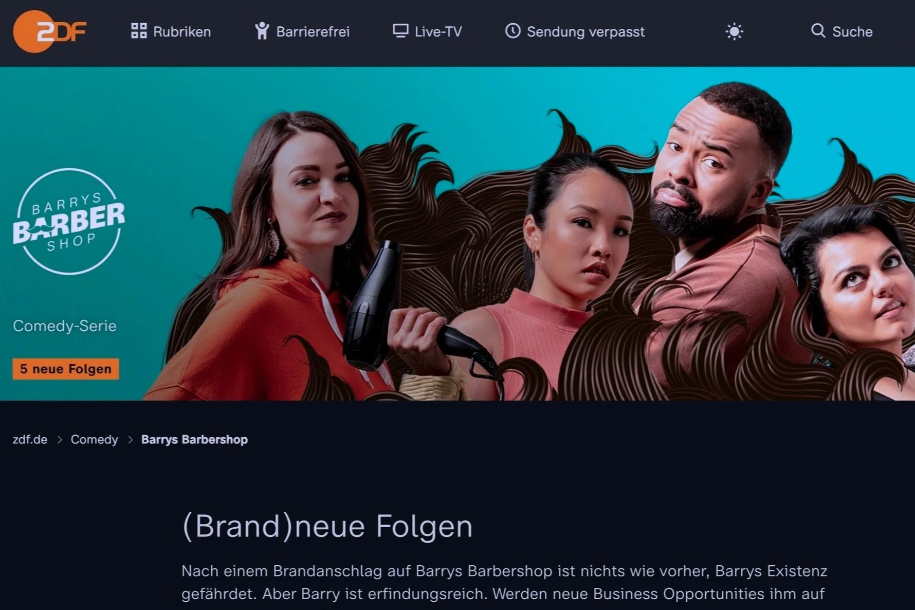 "Barrys Barbershop" as shown in the ZDF Mediathek.