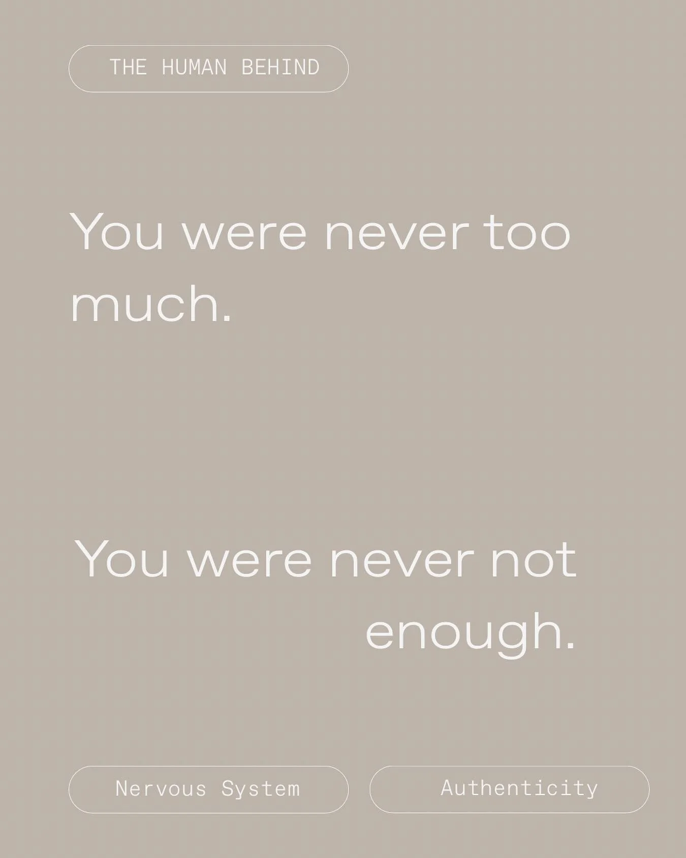 Your nervous system has always been trying to protect you&mdash;
reading every look, word, and silence as a signal: safe or not safe.

Core wounds, shame, and the fear of being authentic are all rooted in the belief: I am too much or I am not enough.