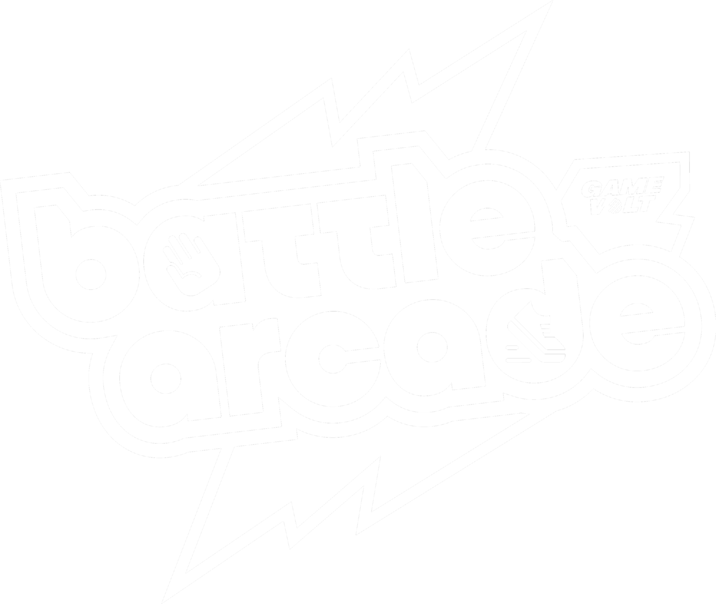 The logo of Battle Arcade by Game Volt in white