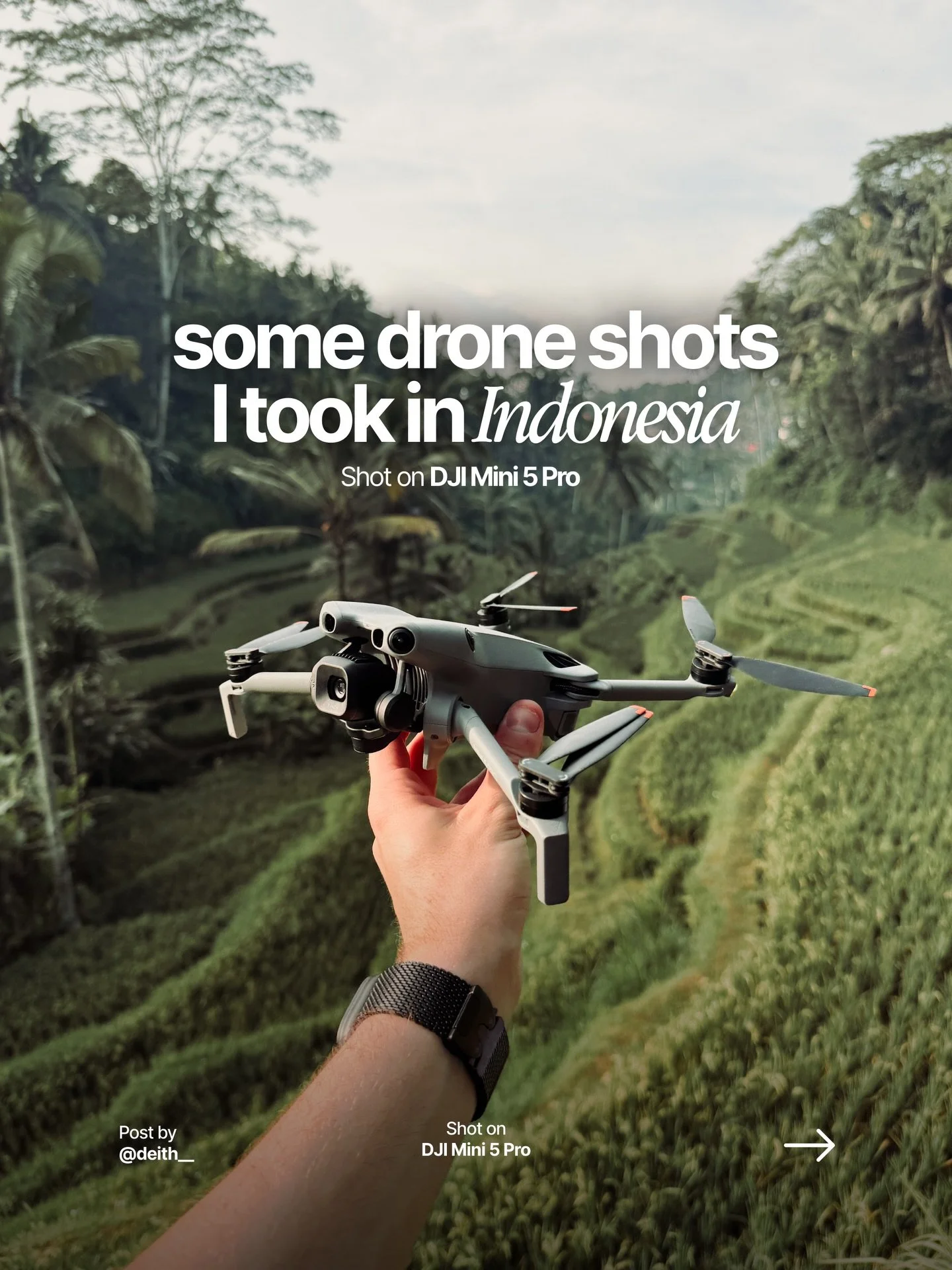 All these clips were shot with the DJI Mini 5 Pro in Indonesia 🇮🇩
Insane landscapes, changing light, and the perfect place to test how cinematic a small drone can really be.

For all these shots, these are my go-to video settings 🎥
I shoot 4K in D