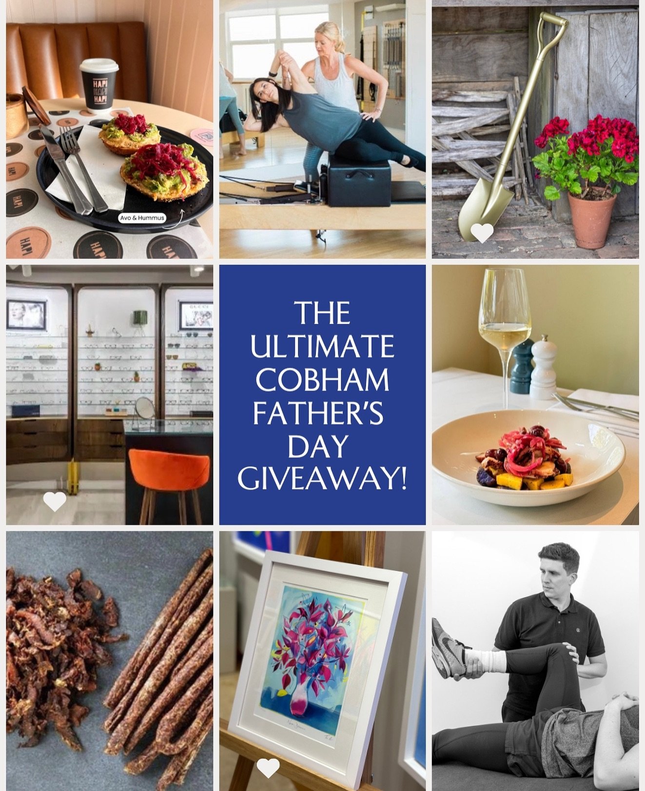 COMPETITION! We&rsquo;re excited to be launching our One Cobham Father&rsquo;s Day giveaway, worth over &pound;800! 
One lucky Dad is going to win:
🥯 @hapicafe: Bagel &amp; Hot Drink
🍝 @del.posto: &pound;100 restaurant voucher 
🖼️ @clarendonfinear