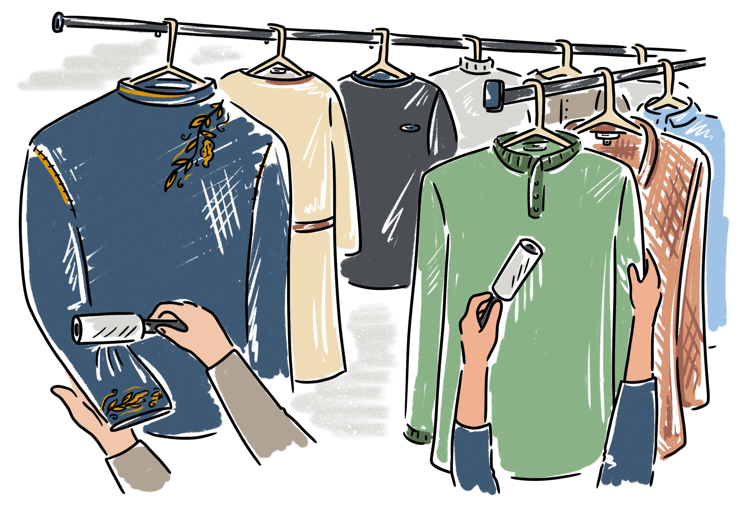 Launderer cleaning hang dry delicate shirts.