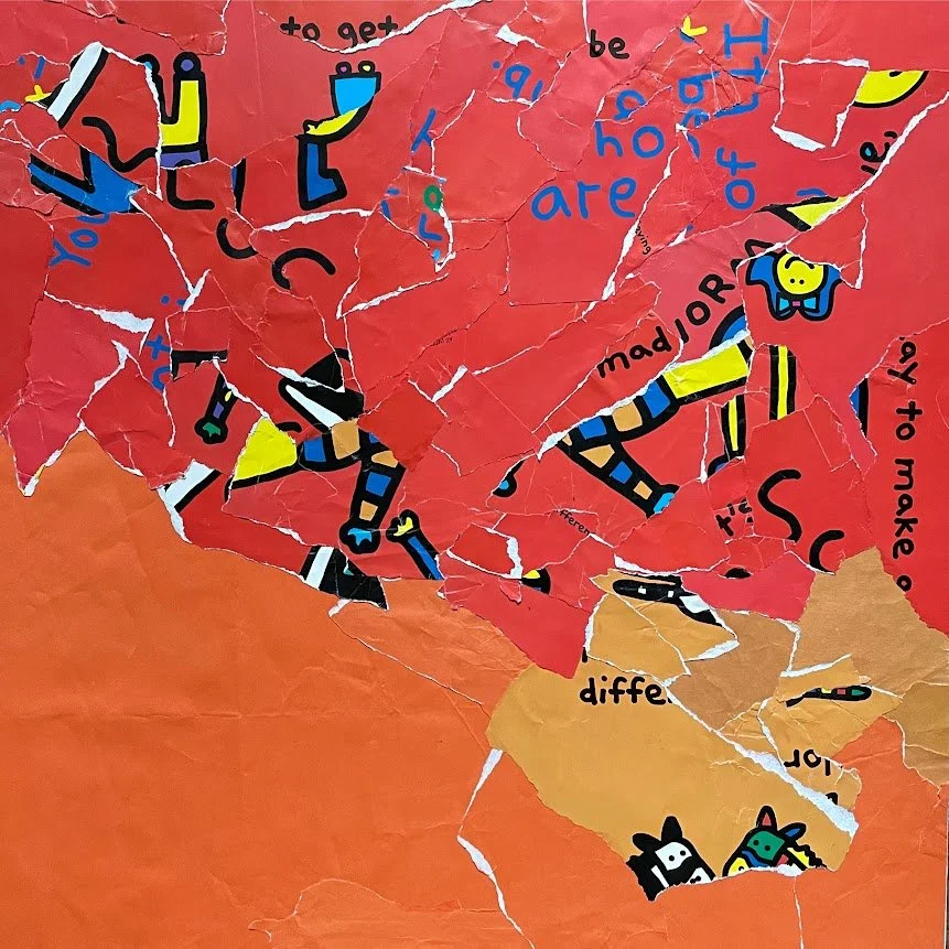 Torea Frey, "it's ok to be different," 18"x18", collage, 2024