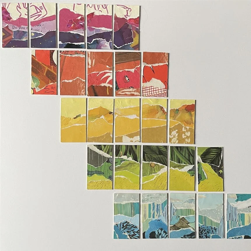 Torea Frey, "Rainbow Connection," 18"x18", collage, 2024