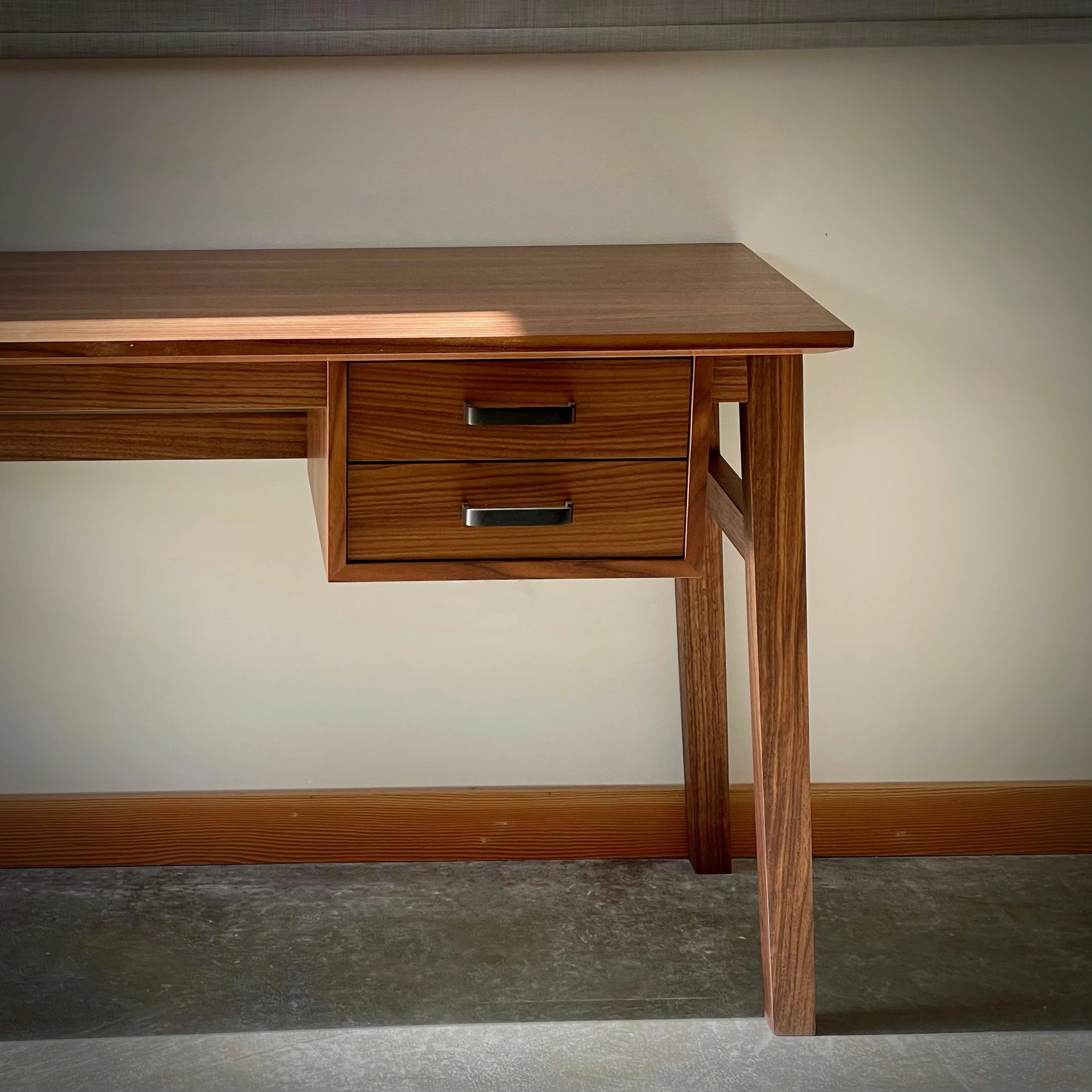 Custom Walnut writing desk with drawers