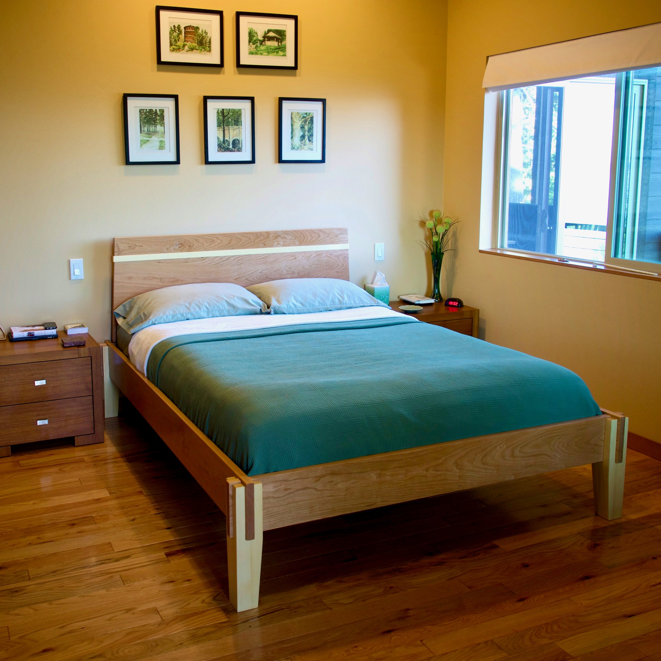 Black Cherry and Yellow Cedar Bed featuring Contrasting Castle Joint.